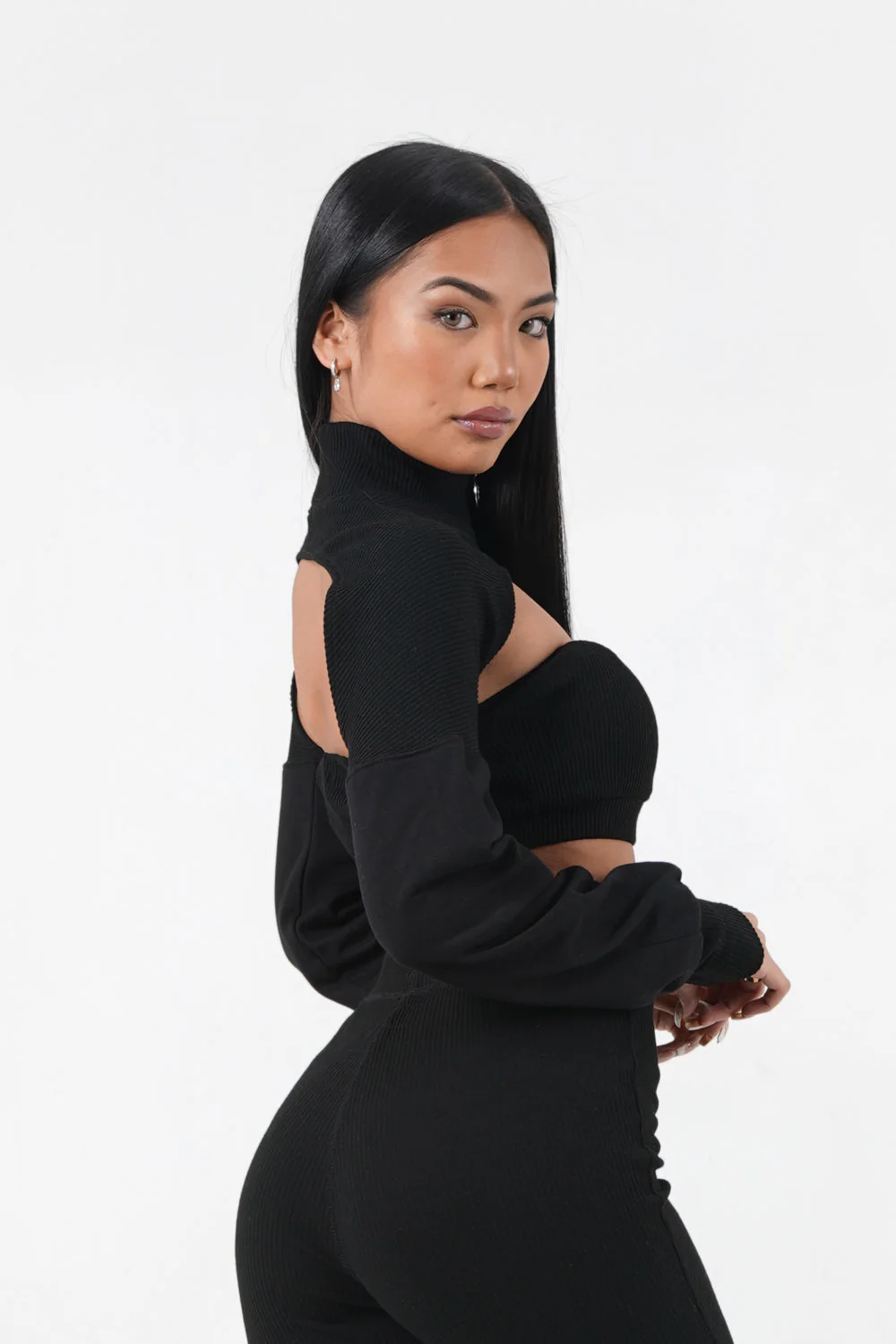 Crop top style boléro Noir - Image 2