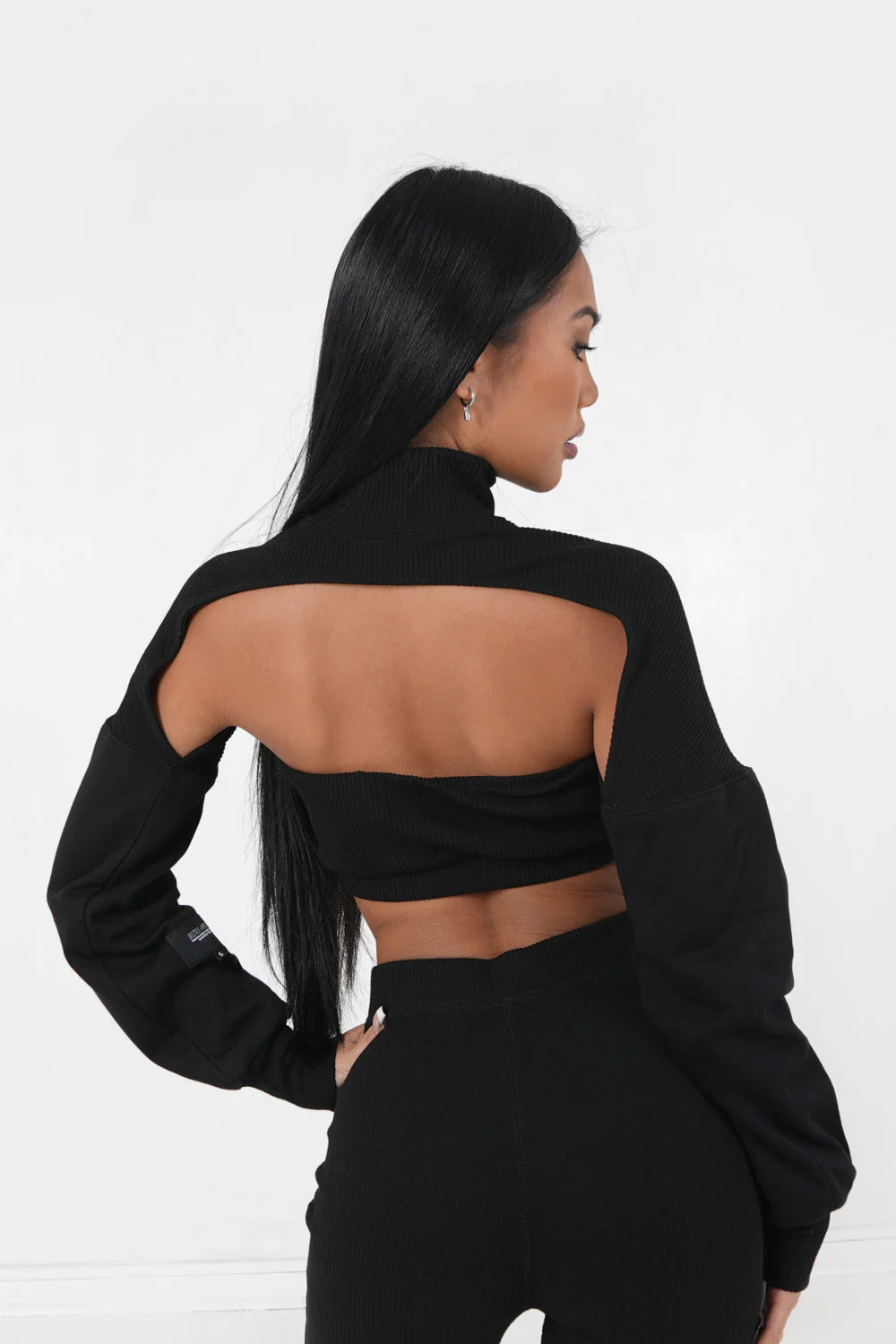 Crop top style boléro Noir - Image 3