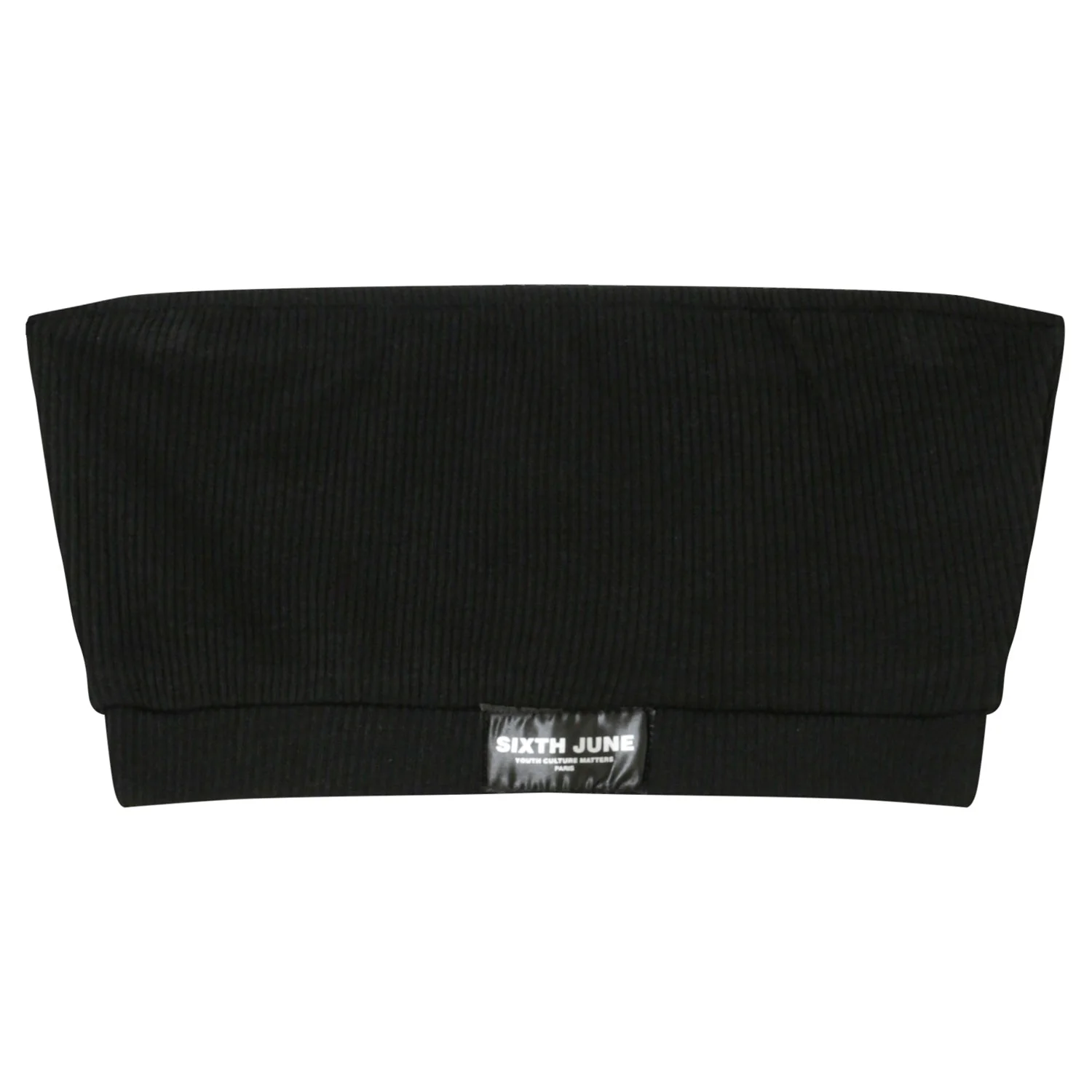 Brassière sans bretelles côtelée Noir - Image 6
