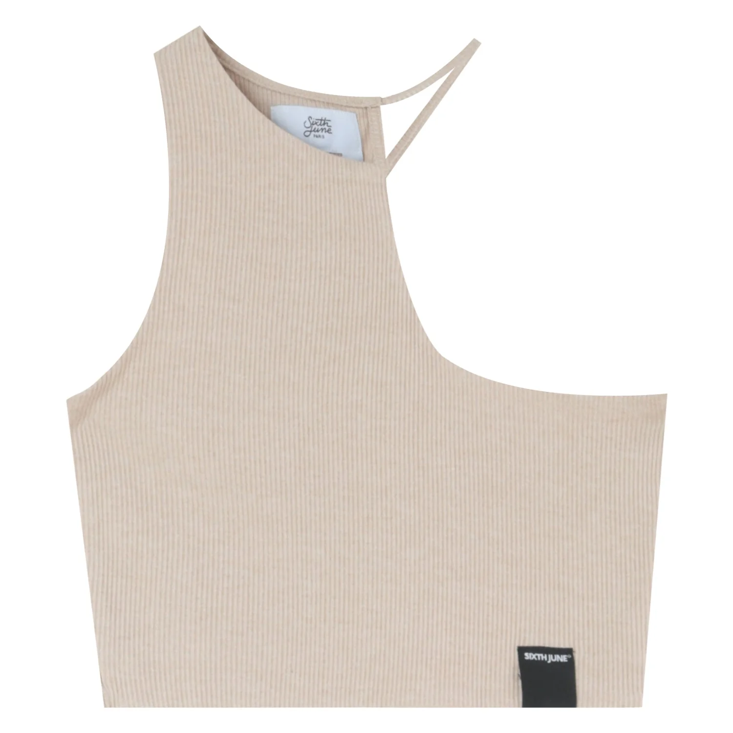 Top côtelé asymétrique Beige - Image 7