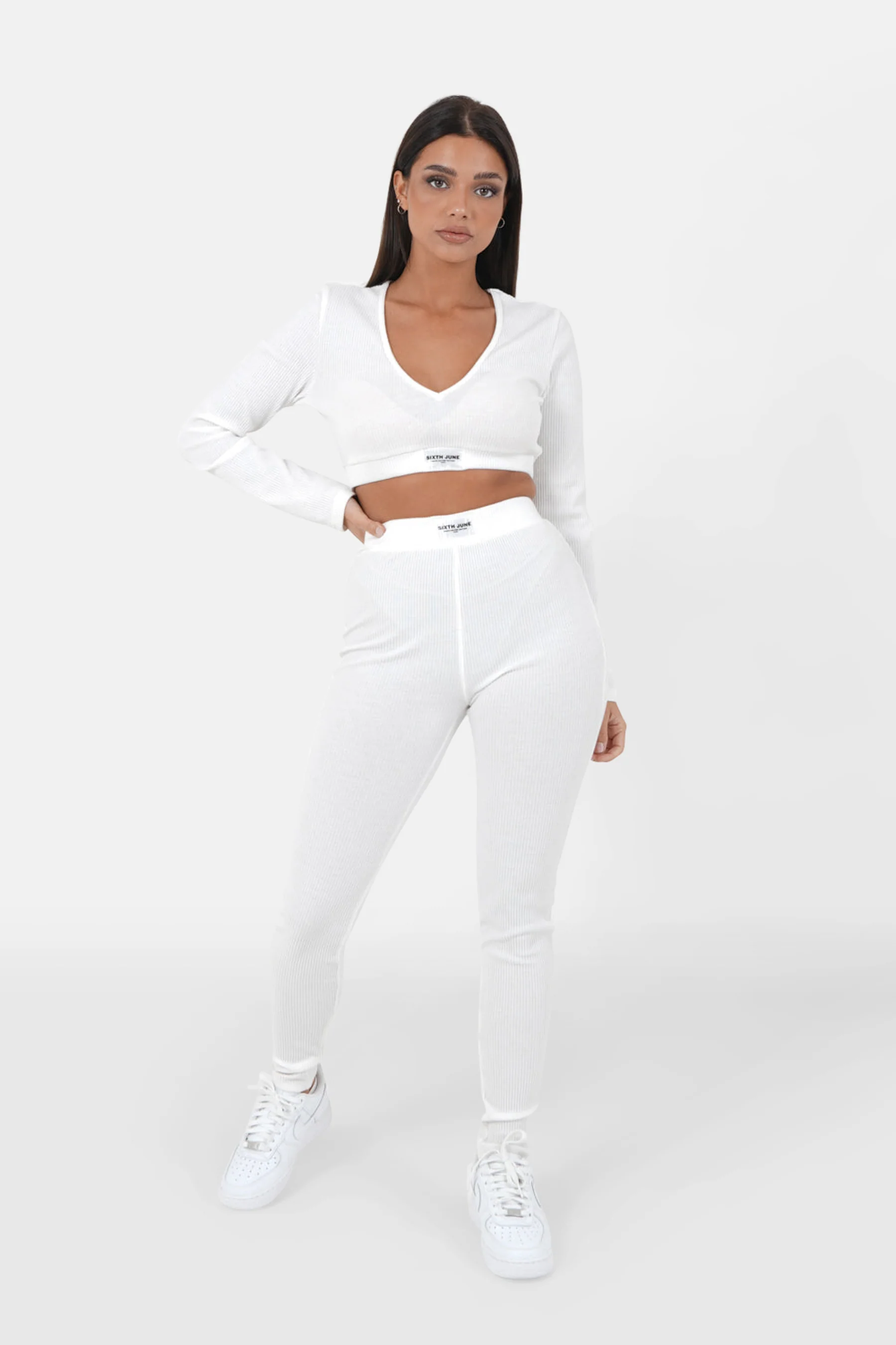 Legging côtelé Blanc cassé - Image 2