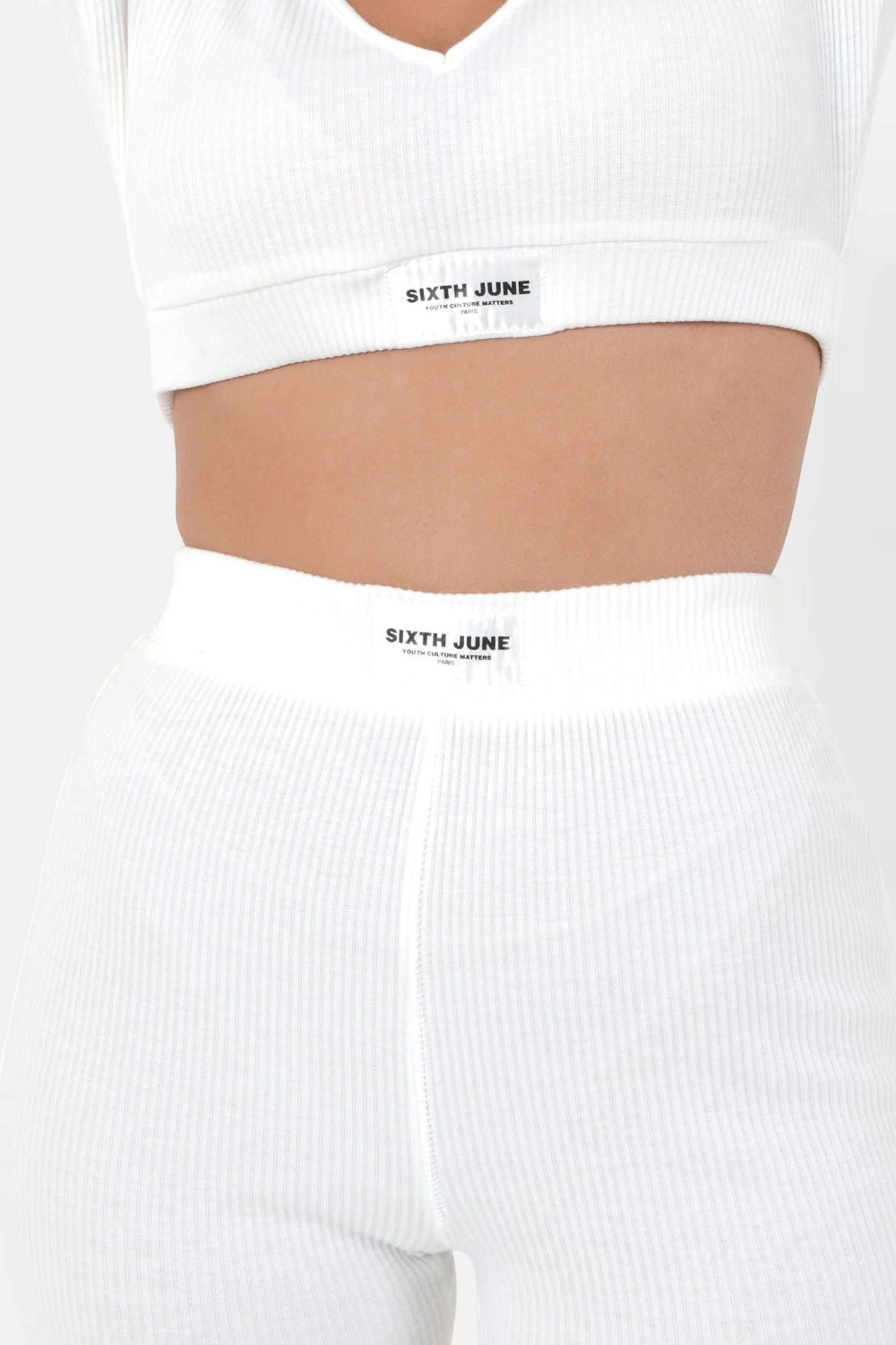 Legging côtelé Blanc cassé - Image 3