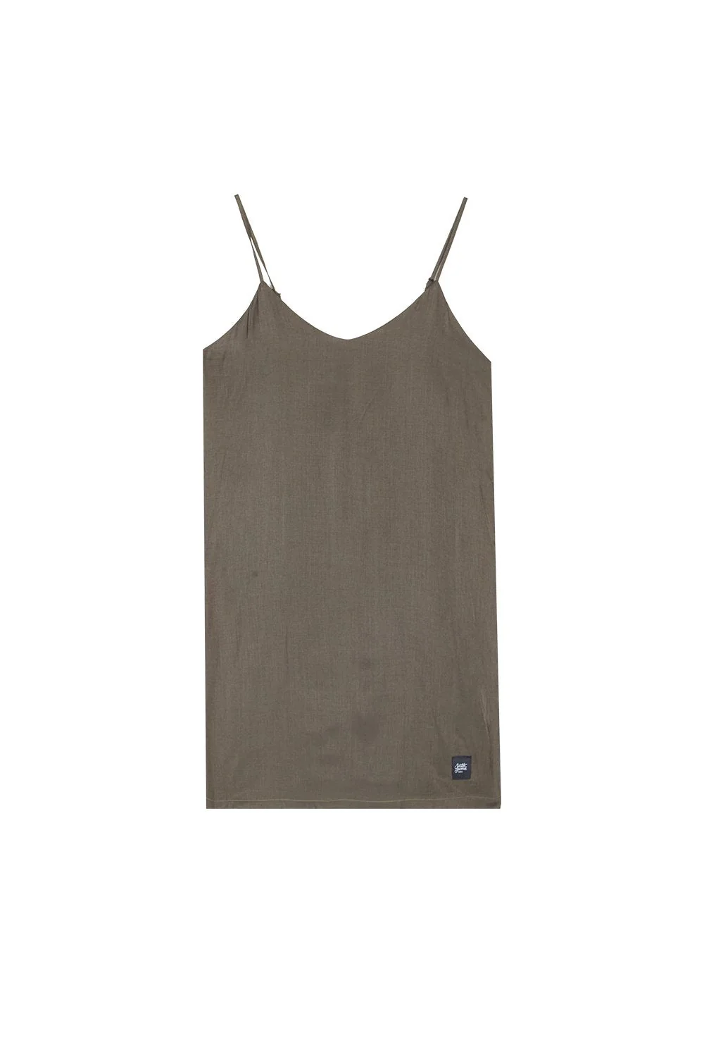 Robe bandes satin kaki - Image 5