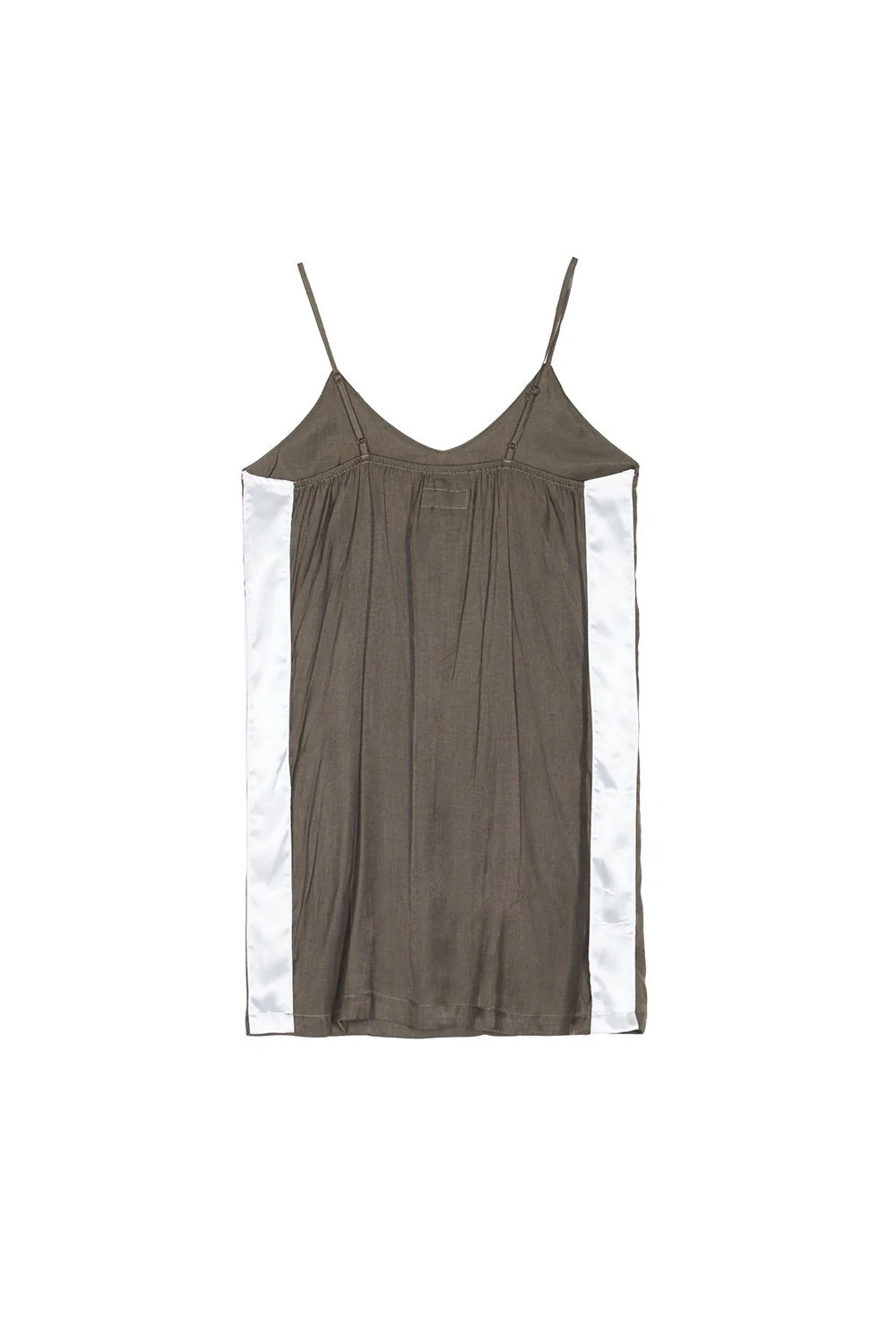 Robe bandes satin kaki - Image 6