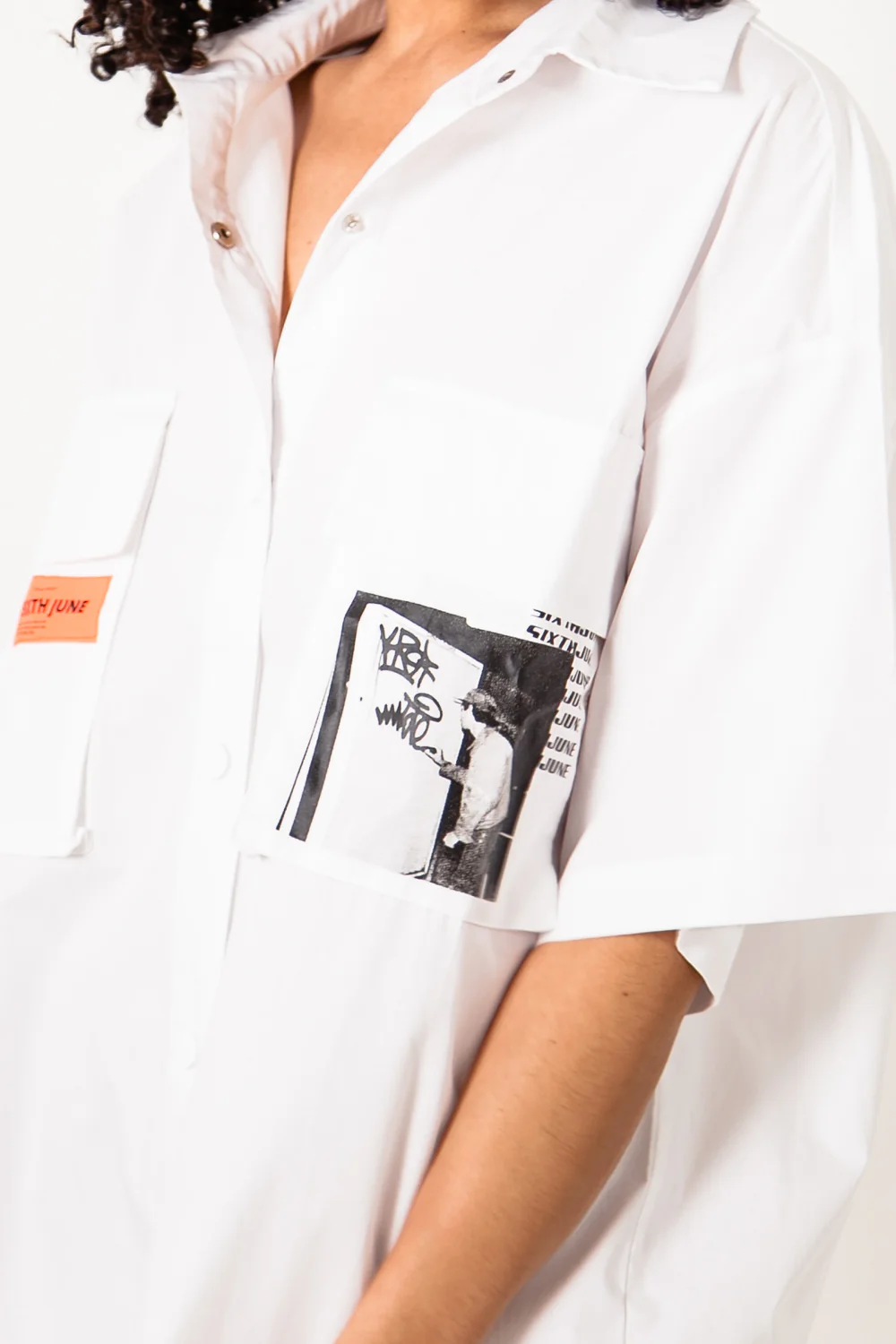 Robe chemise graphique blanc - Image 3