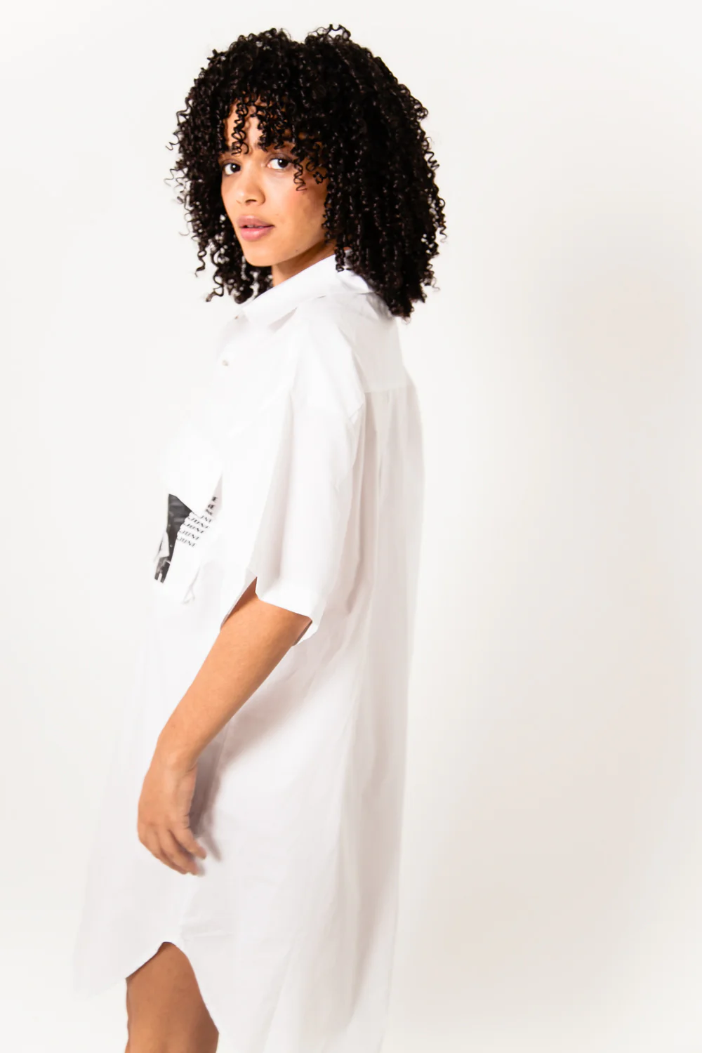 Robe chemise graphique blanc - Image 4