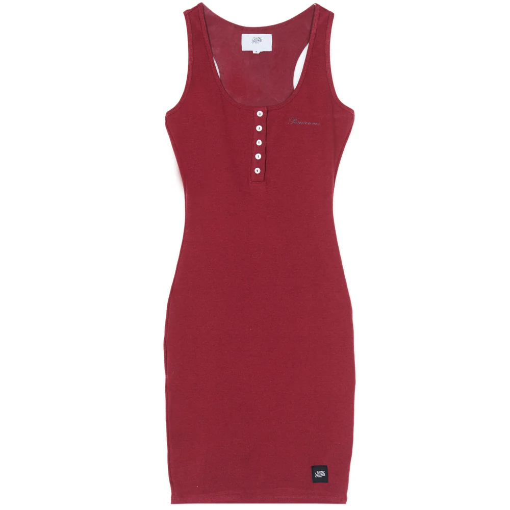 Robe côtelée boutons Rouge foncé - Image 6