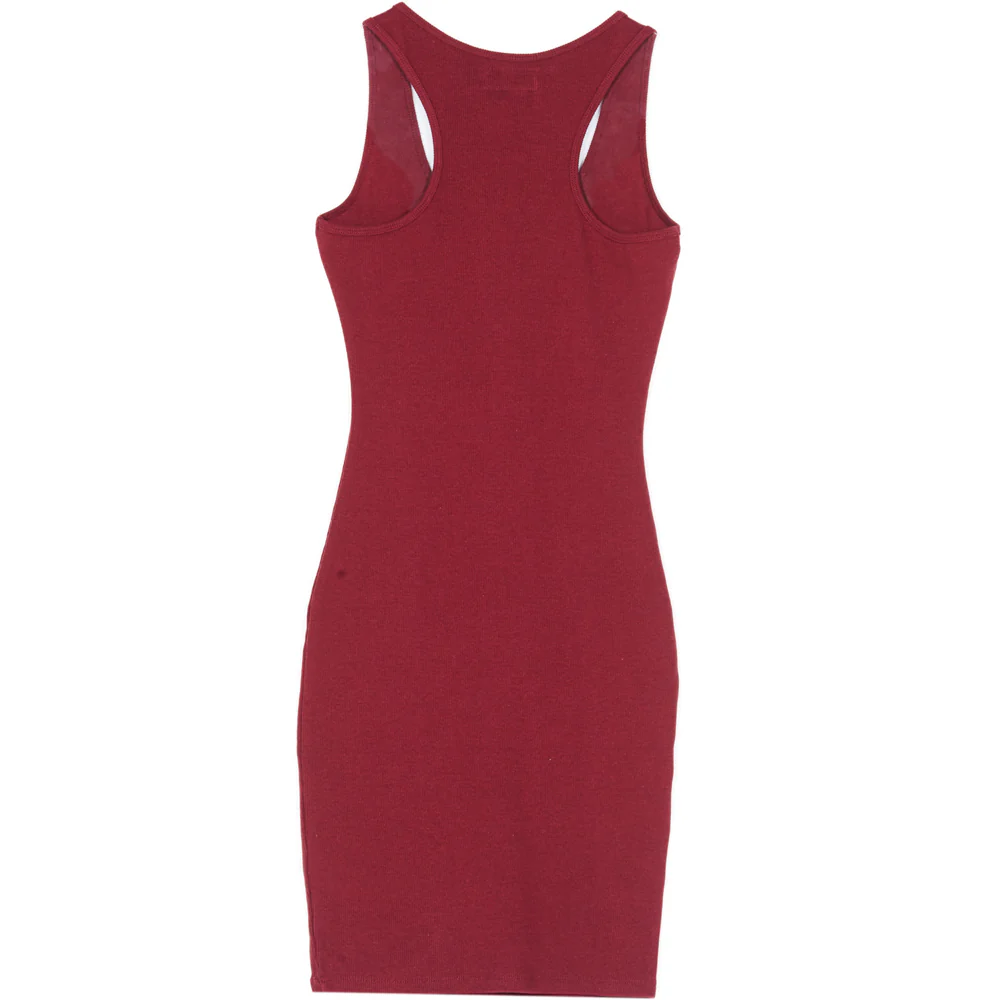 Robe côtelée boutons Rouge foncé - Image 7