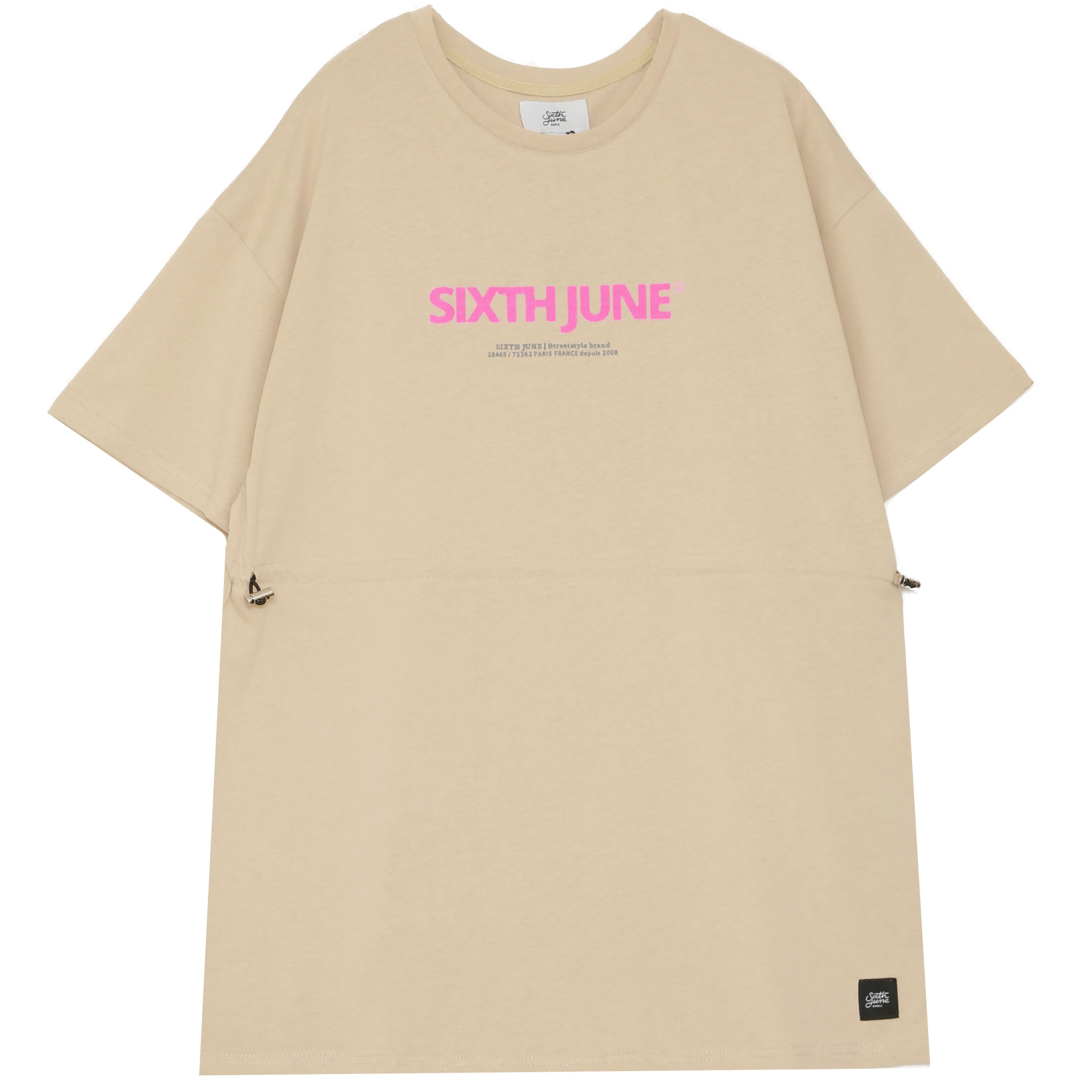 Robe courte élastique imprimé beige - Image 2