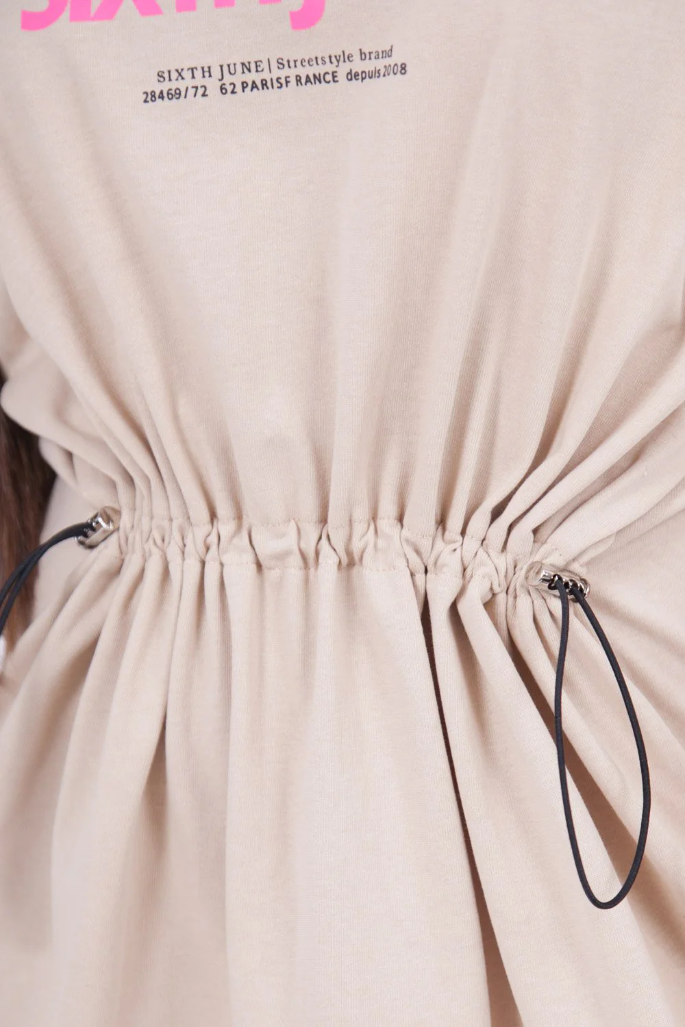 Robe courte élastique imprimé beige - Image 3