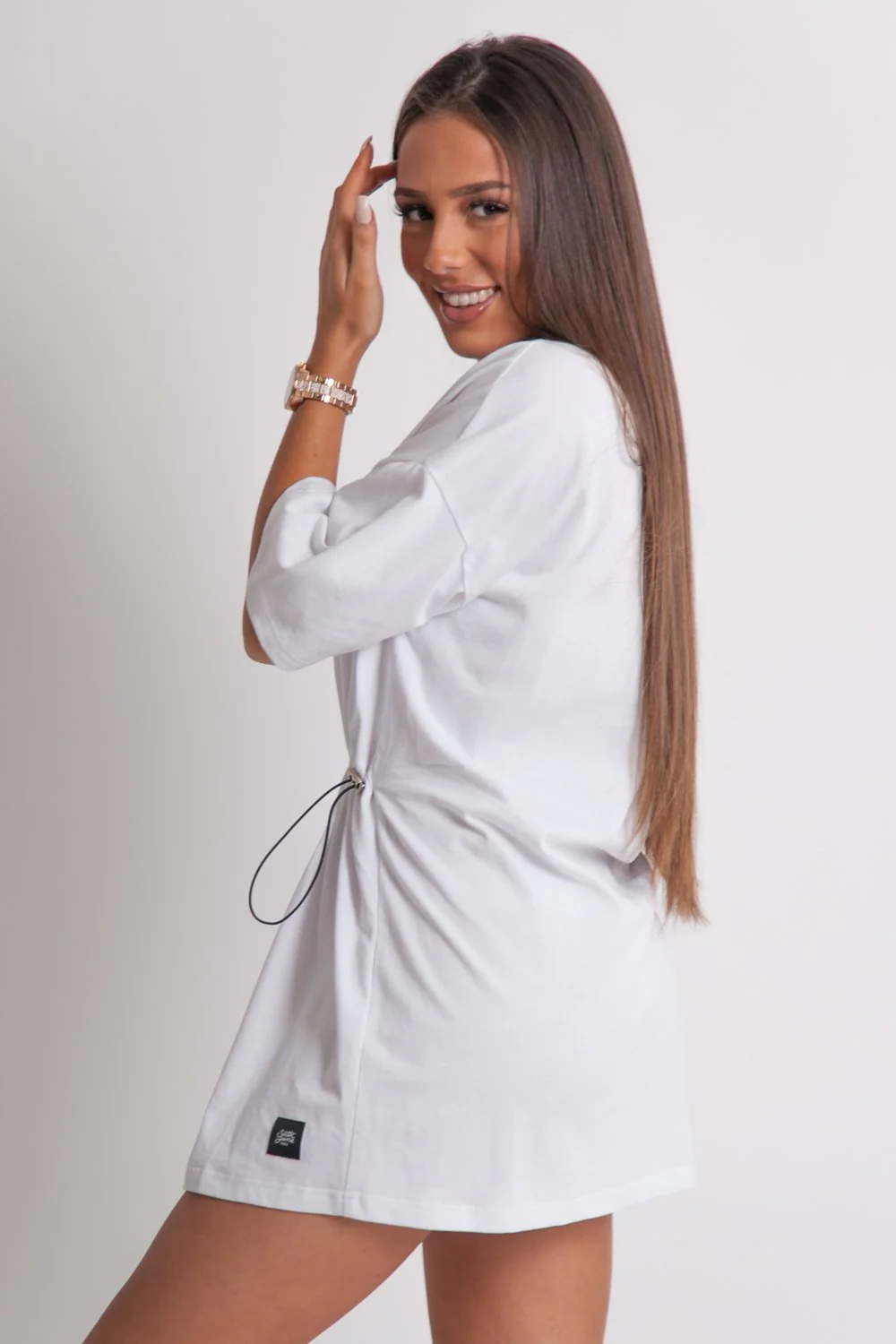 Robe courte irisé élastique imprimé blanc - Image 5