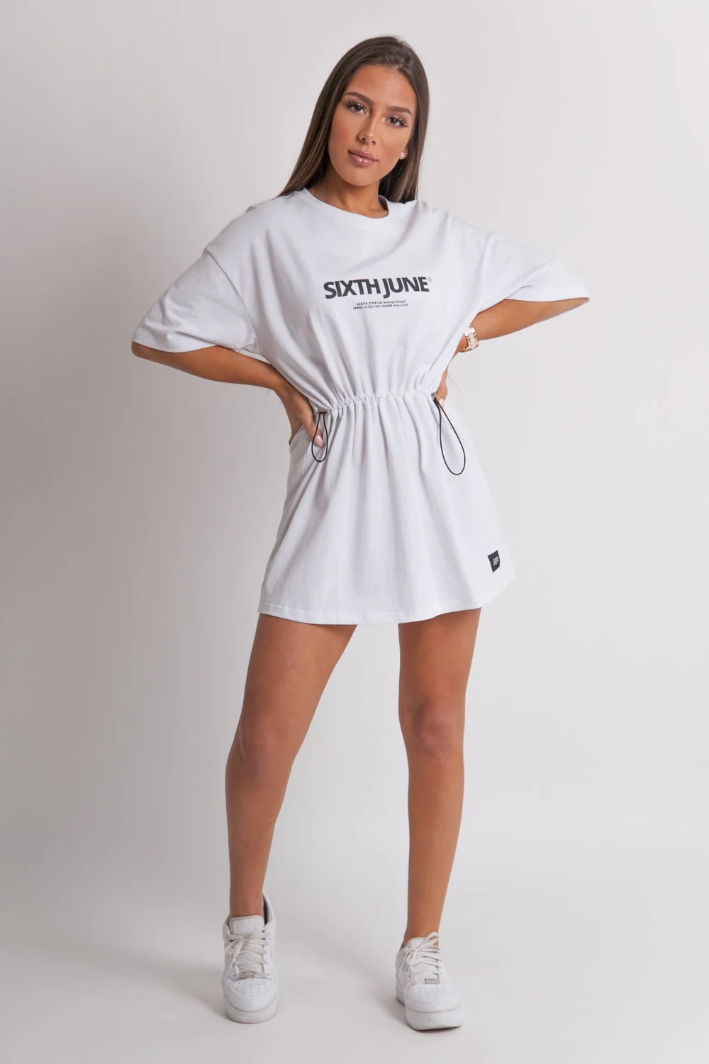 Robe courte irisé élastique imprimé blanc - Image 6