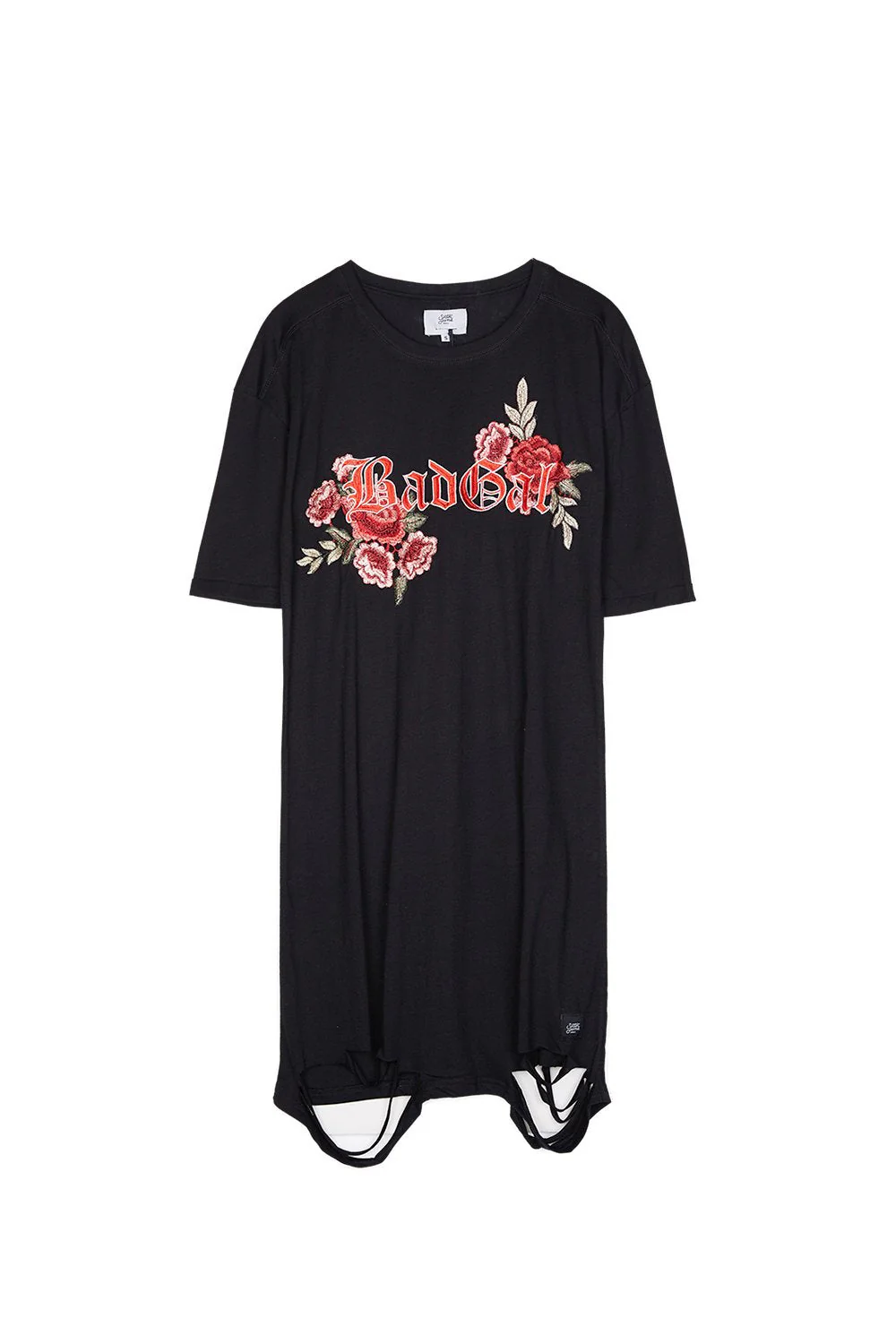 Robe déchirée broderie roses noir - Image 5