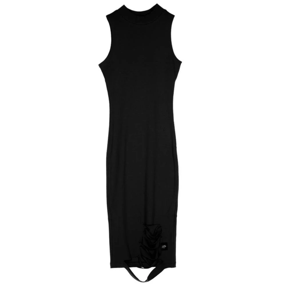 Robe déchirée côtelée noir - Image 6