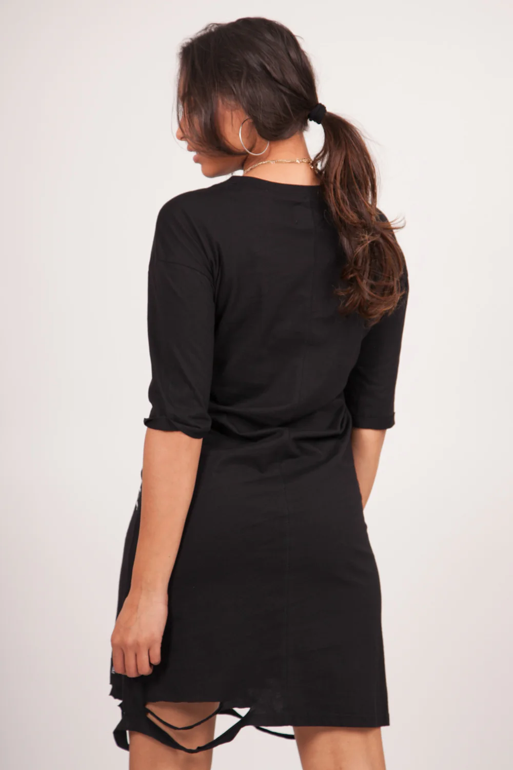 Robe déchirée imprimé tête de mort noir - Image 4