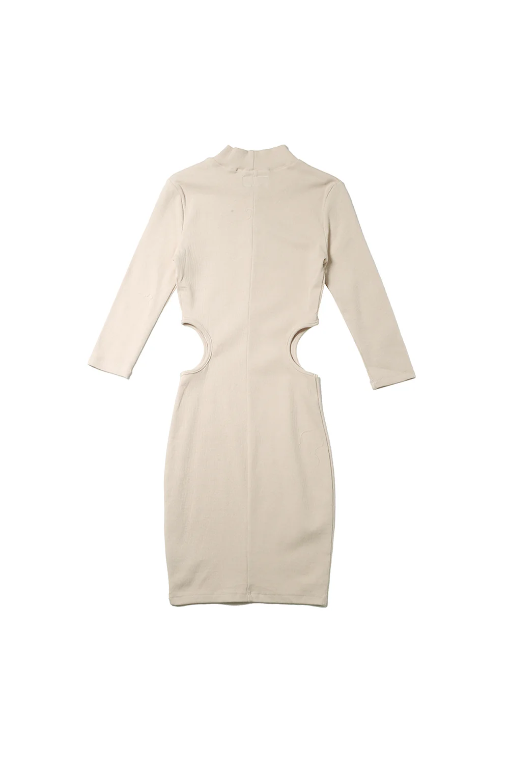 Robe découpes côtes Femme moulante beige W2364KDR - Image 5
