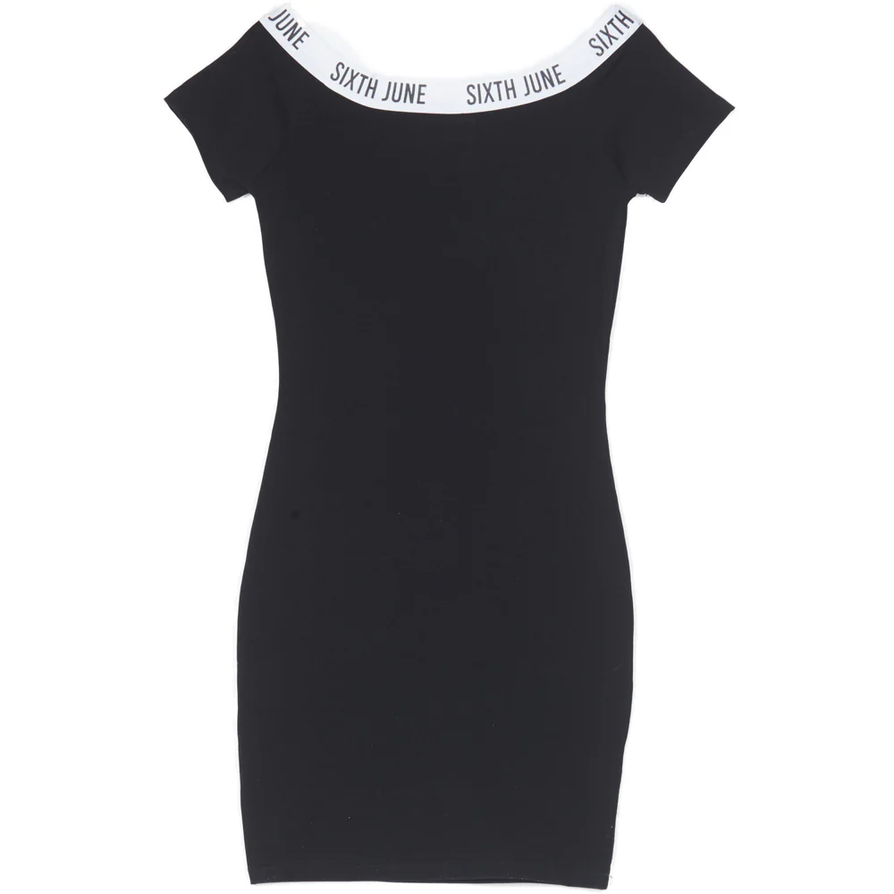 Robe épaules nues bande noir - Image 5