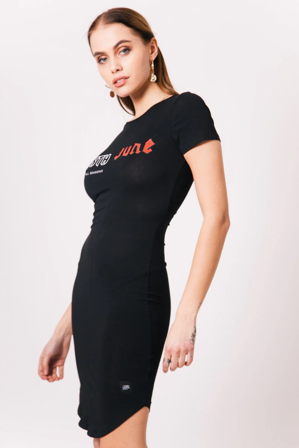 Robe imprimé asymétrique noir - Image 3