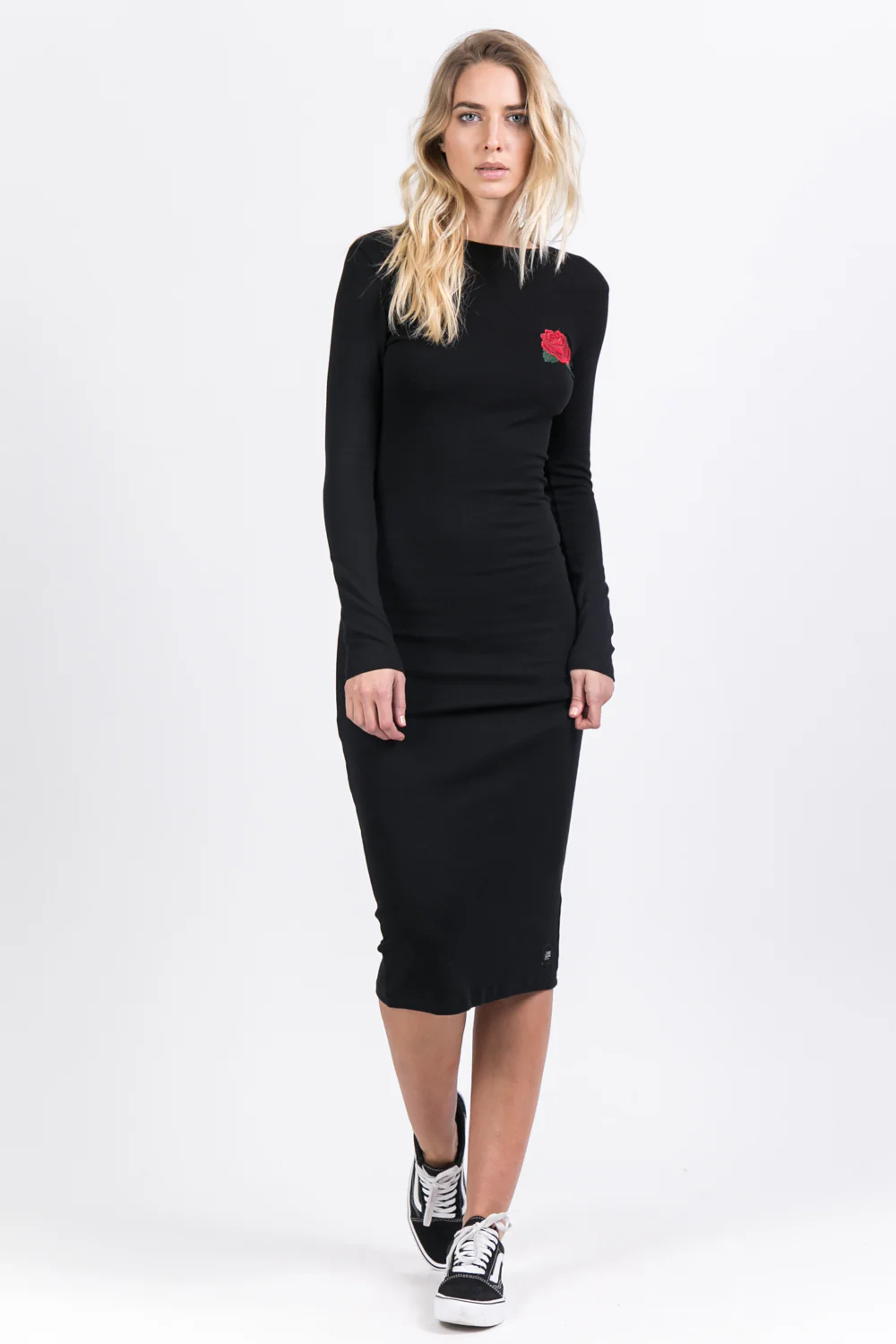 Robe longue patch poitrine noire - Image 3