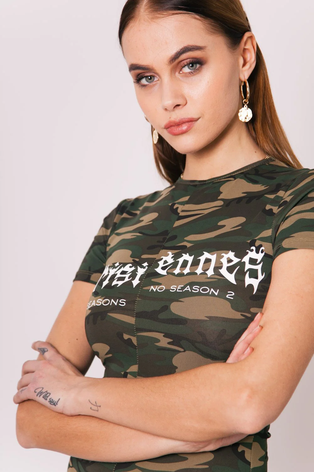 Dress Parisiennes tight camouflage Women green W2637KDR - Image 3