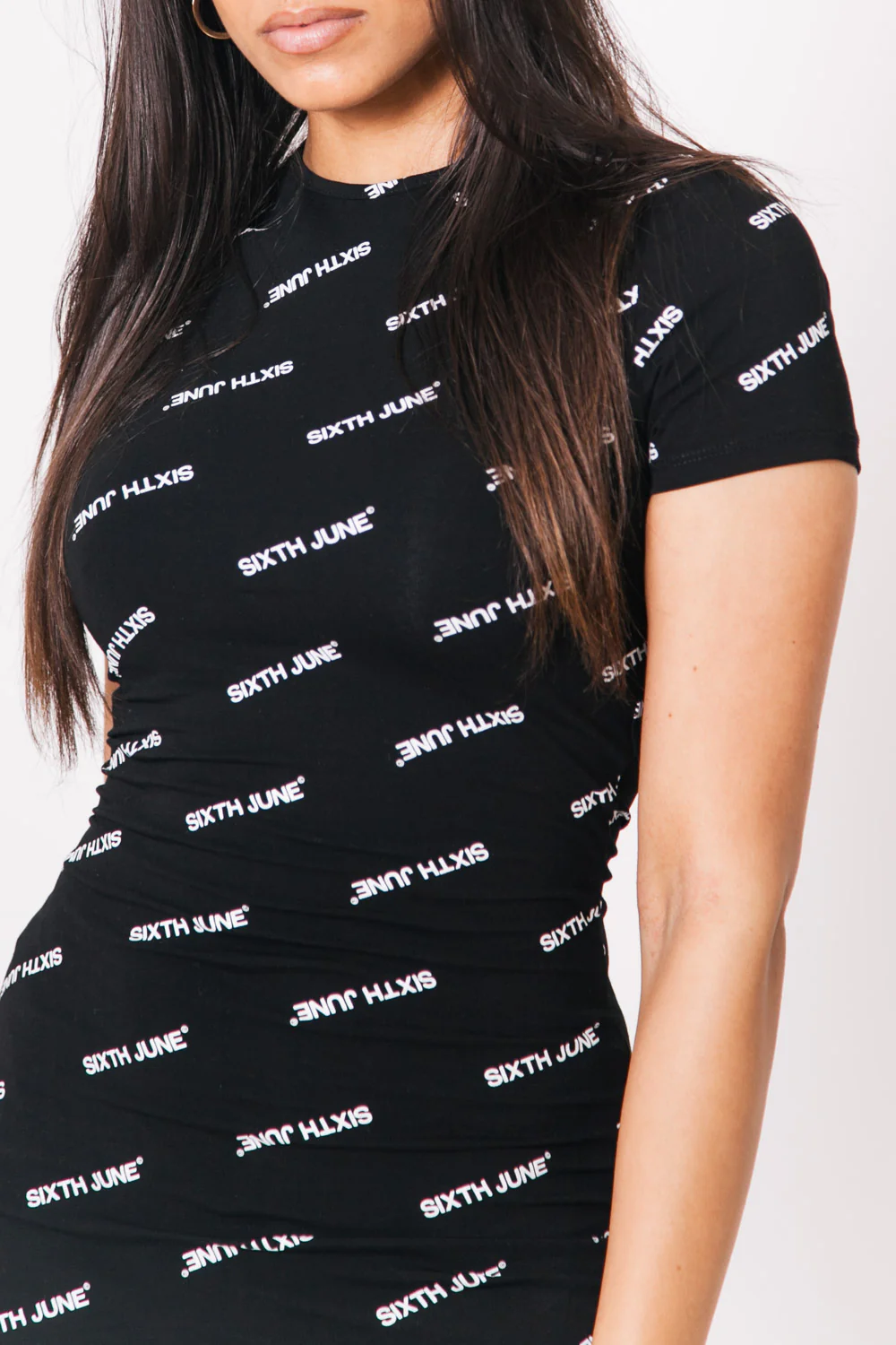 Robe moulante logo all-over noir - Image 2