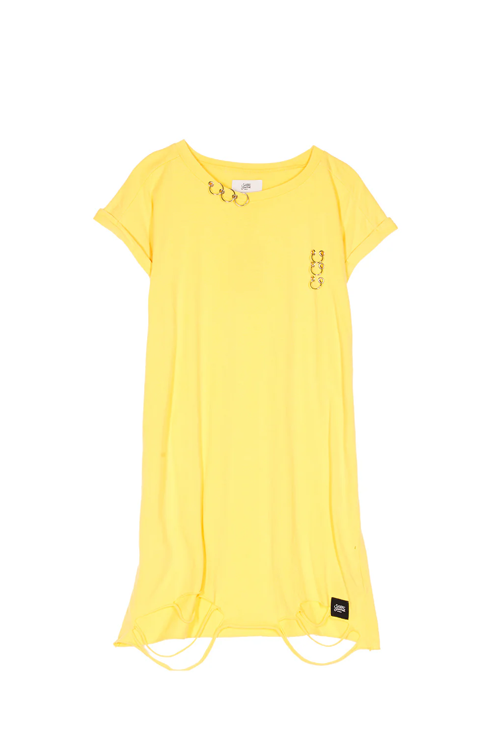 Robe t-shirt anneaux destroy jaune