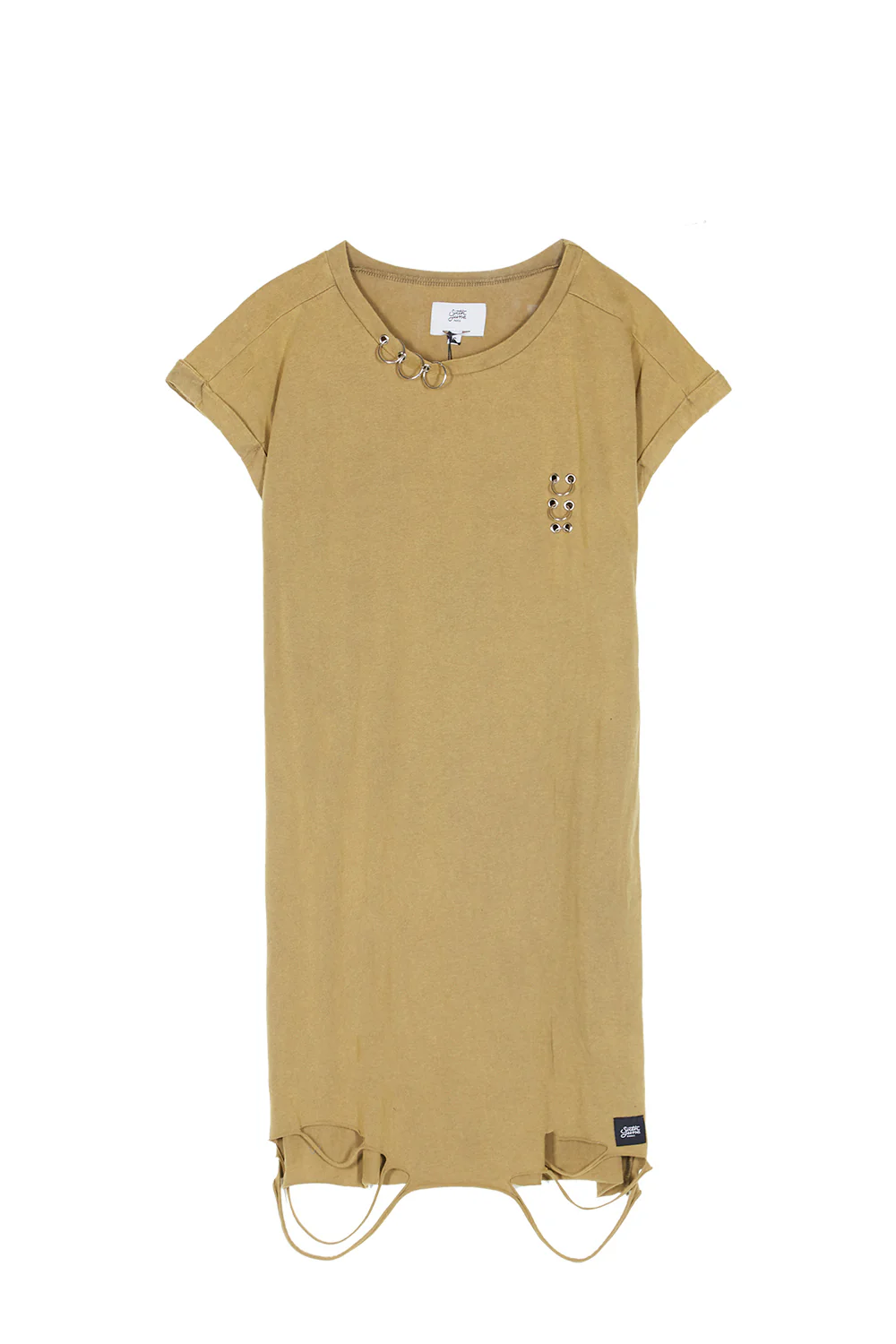 Robe t-shirt anneaux destroy kaki