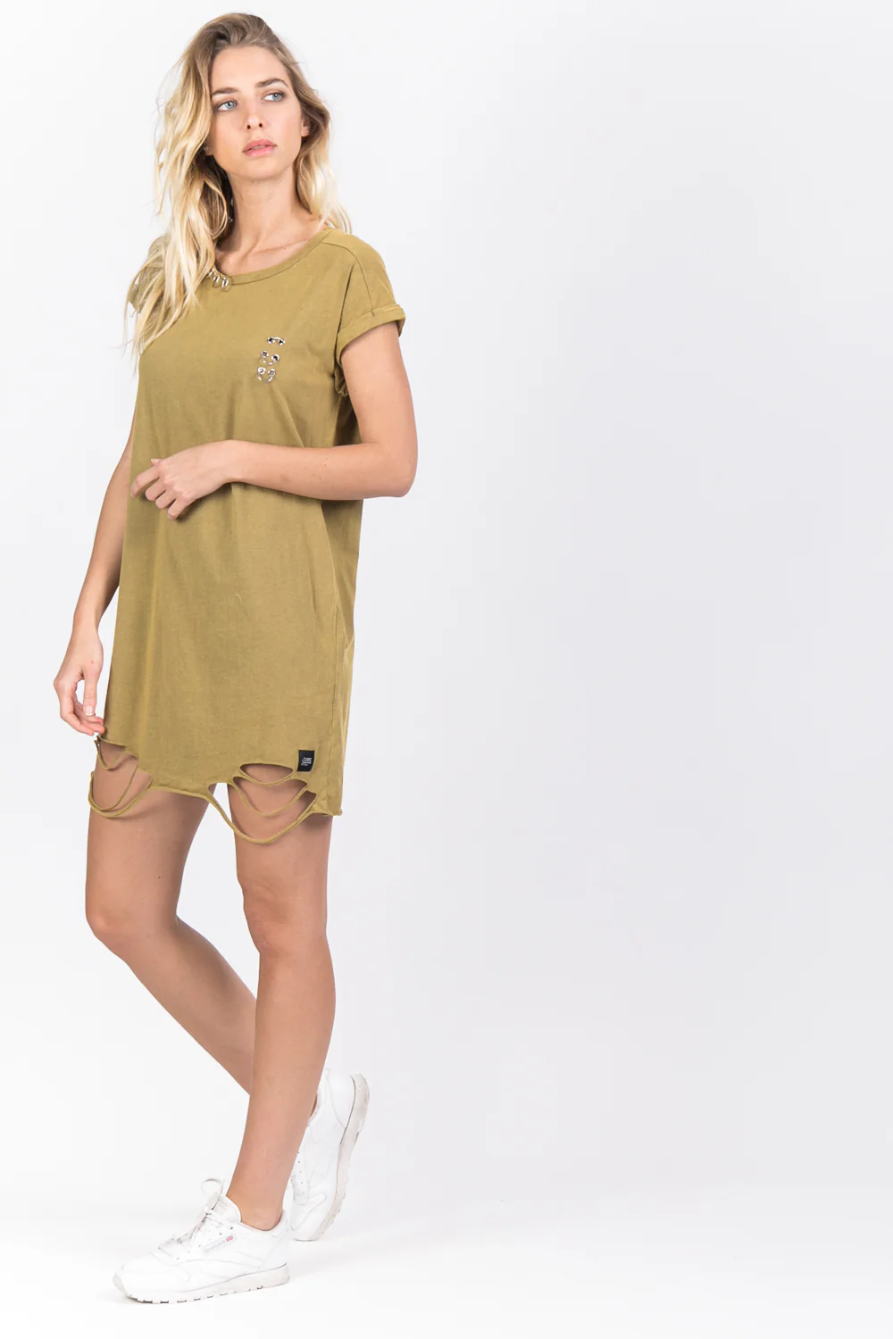 Robe t-shirt anneaux destroy kaki - Image 5