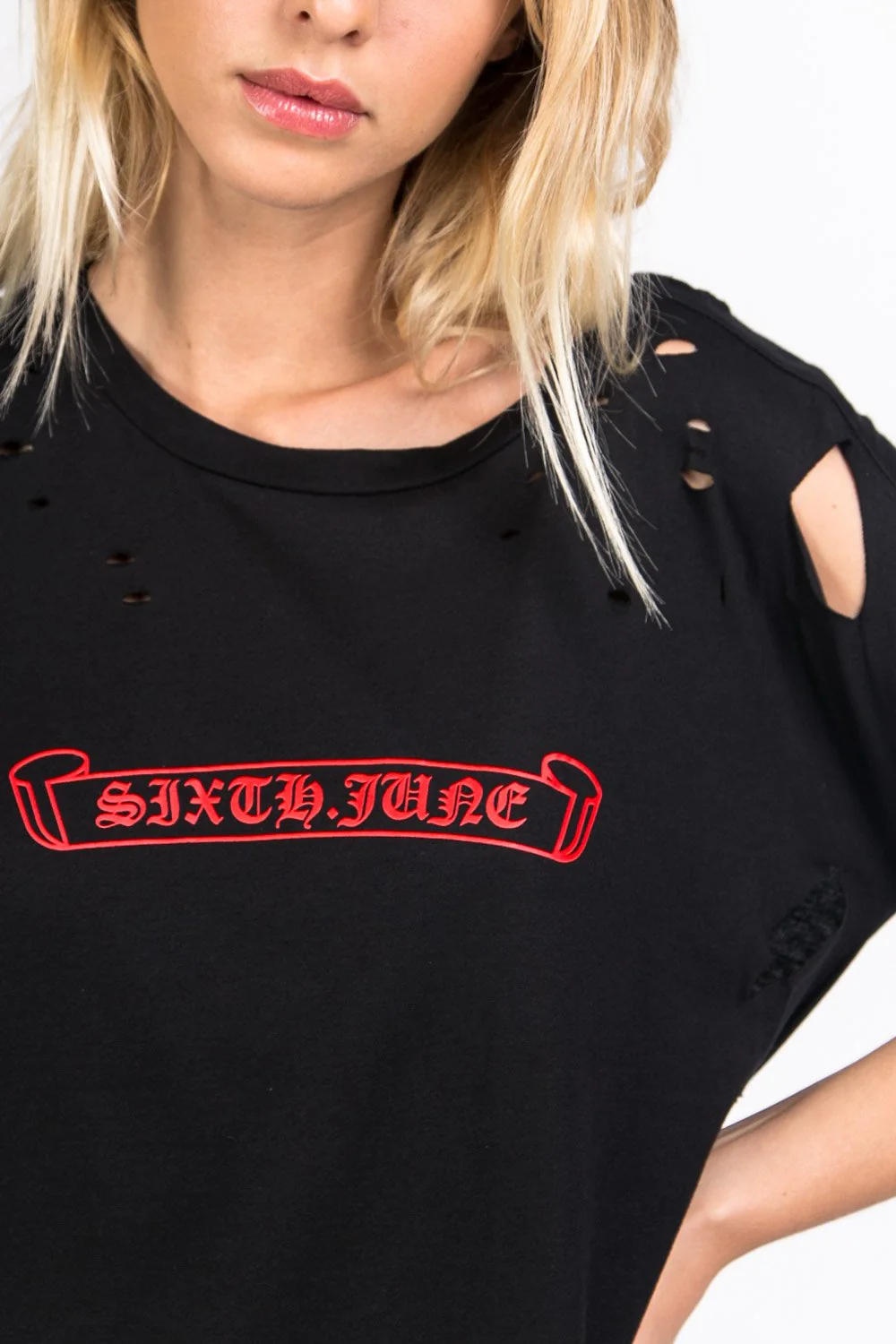 Robe t-shirt destroy logo noir - Image 3