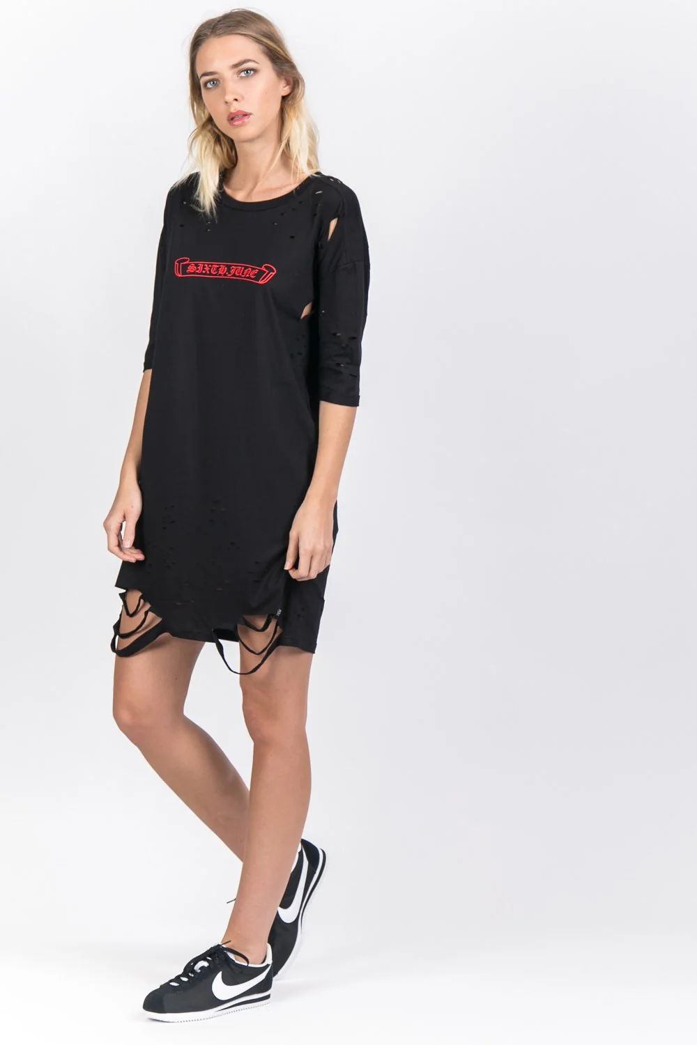 Robe t-shirt destroy logo noir - Image 4