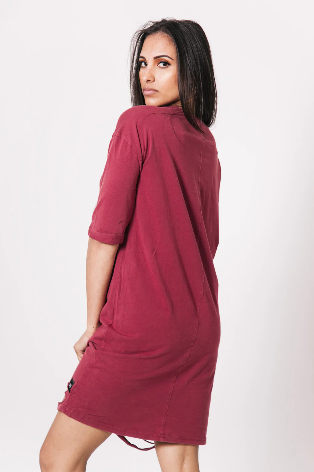 Robe t-shirt destroy bordeaux - Image 4