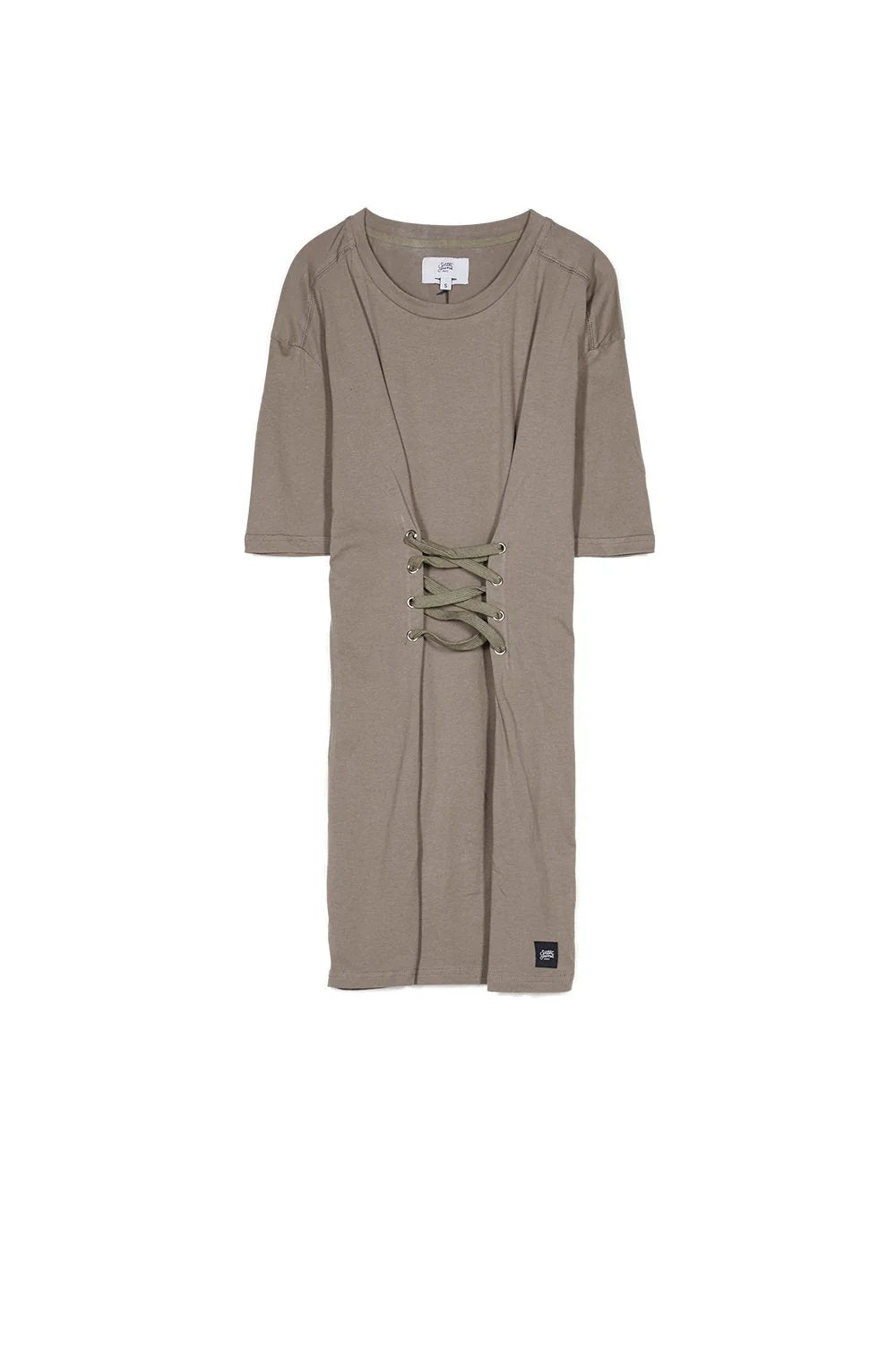 Robe t-shirt laçage avant taupe - Image 5