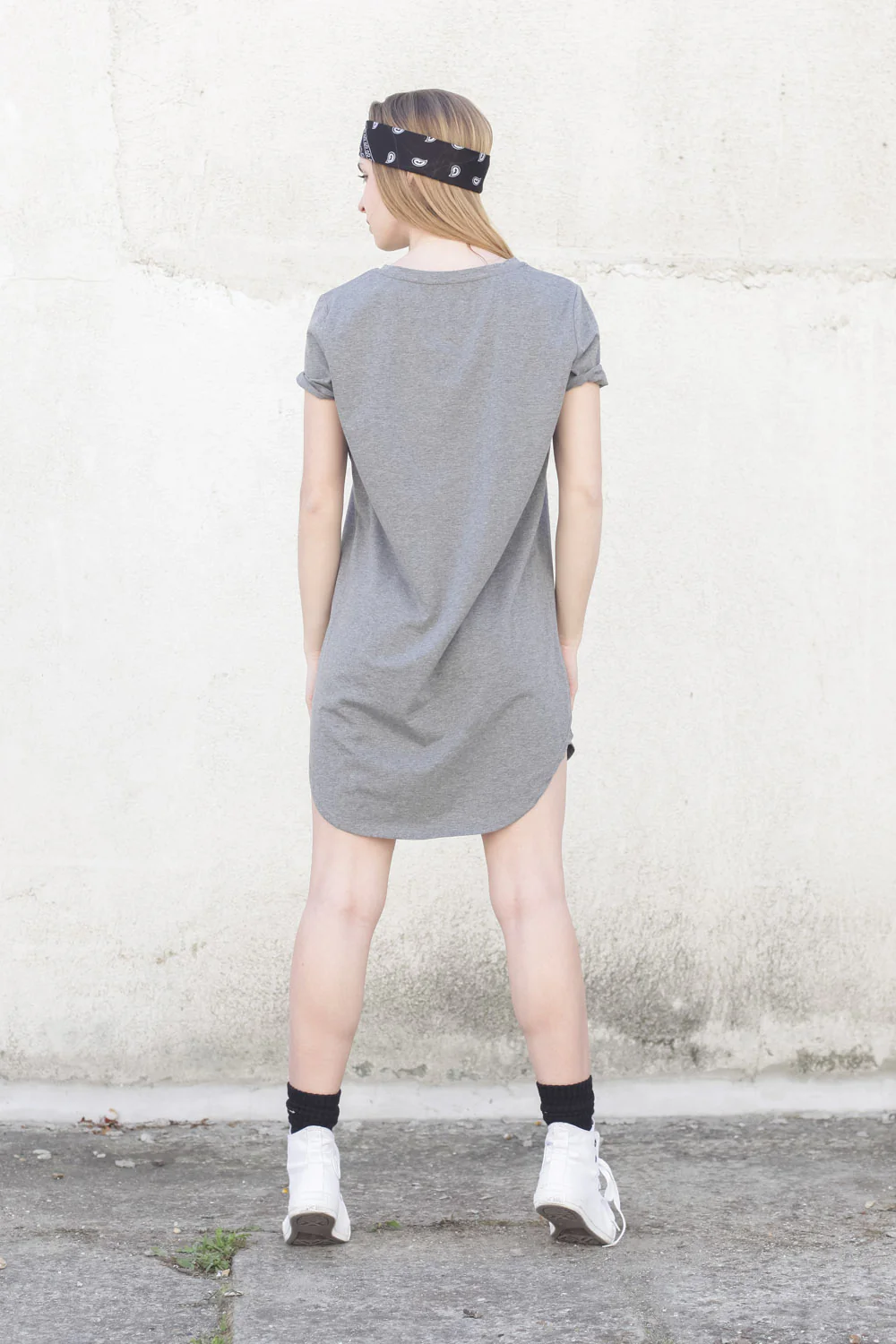 Robe t-shirt unie Femme gris 1836V - Image 3