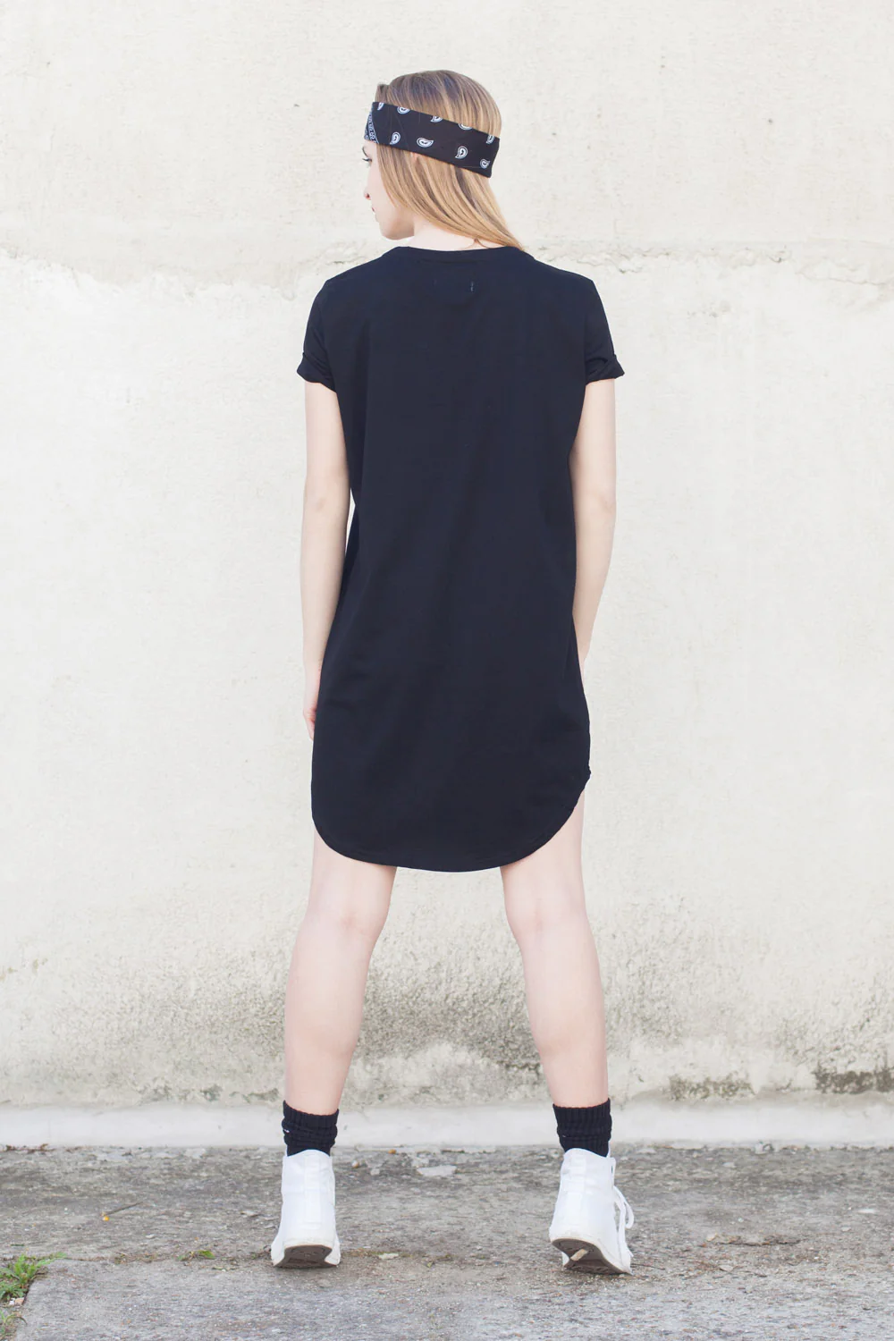 Robe t-shirt unie Femme noire 1836V - Image 4