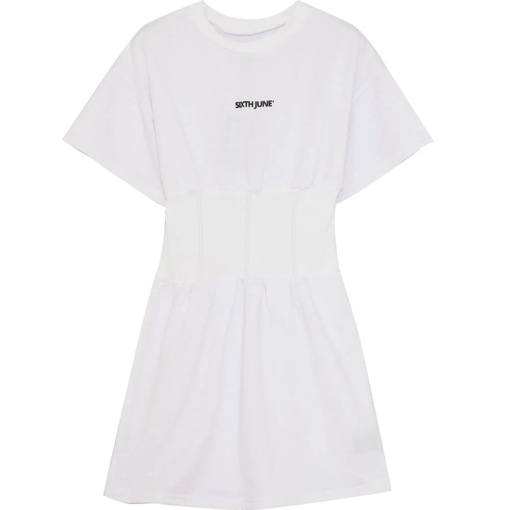 Robe t-shirt corset Blanc - Image 5