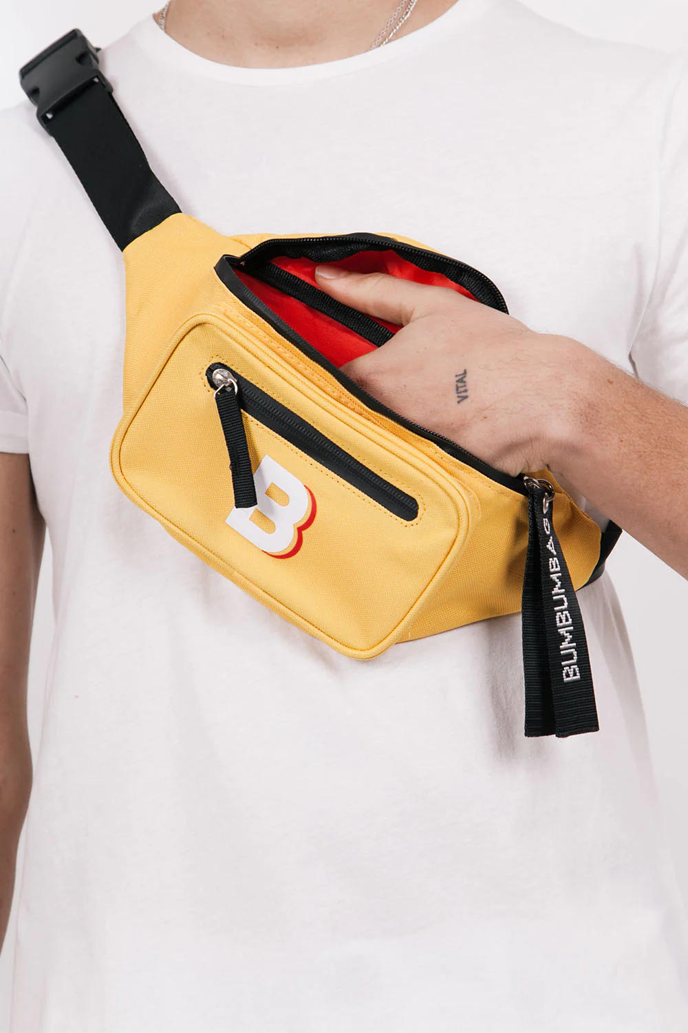 Sac banane logo double zips jaune - Image 2