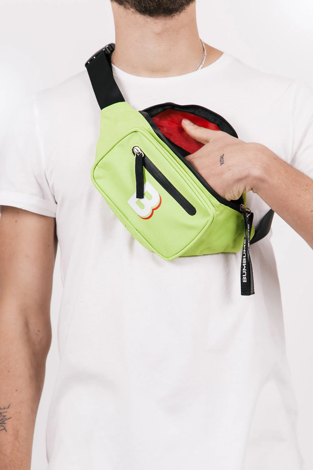 Sac banane logo double zips vert fluo - Image 2