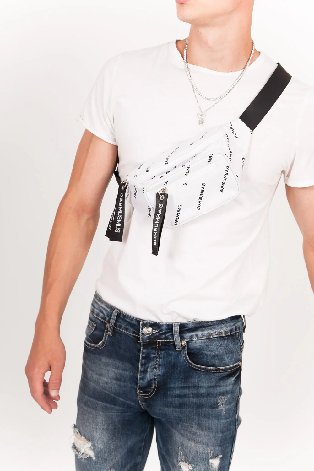 Sac banane logomania double zips blanc - Image 5