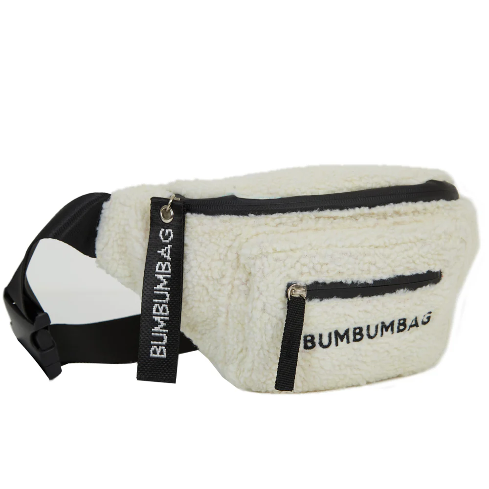 Sac banane sherpa texte double zips beige - Image 10