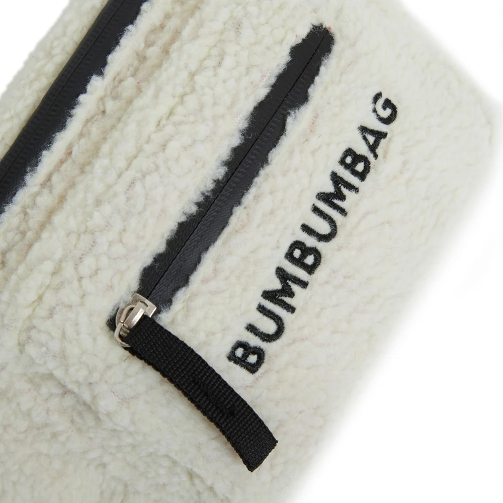 Sac banane sherpa texte double zips beige - Image 11