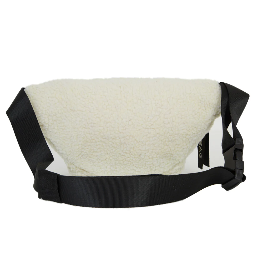 Sac banane sherpa texte double zips beige - Image 13