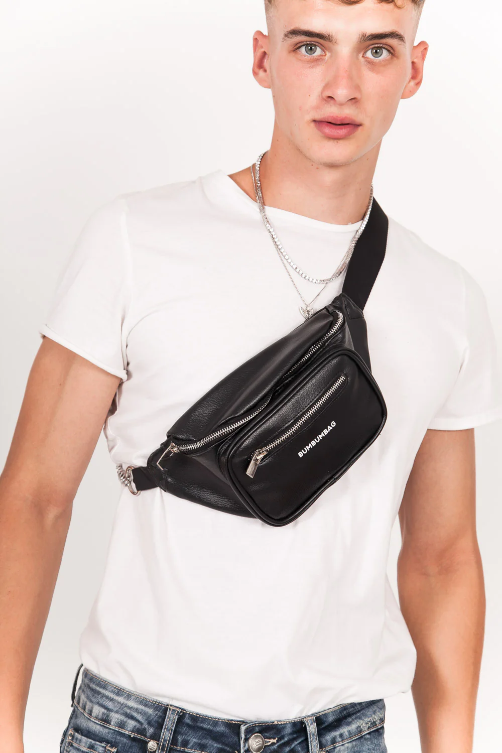 Sac banane simili cuir logo noir - Image 4