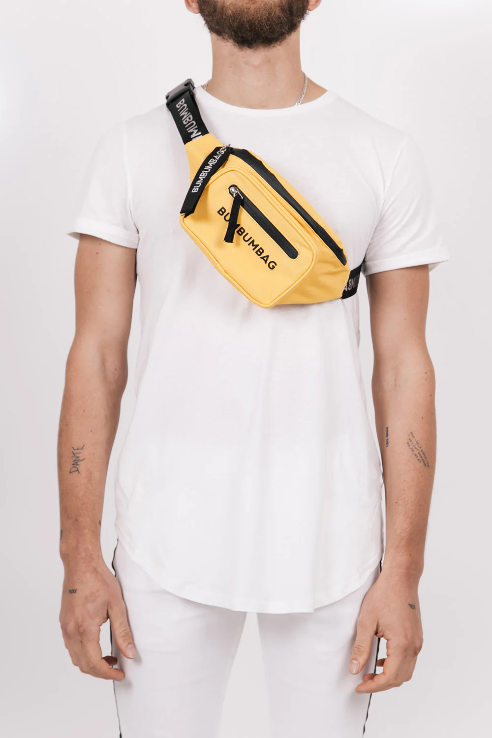 Sac banane texte double zips jaune - Image 3