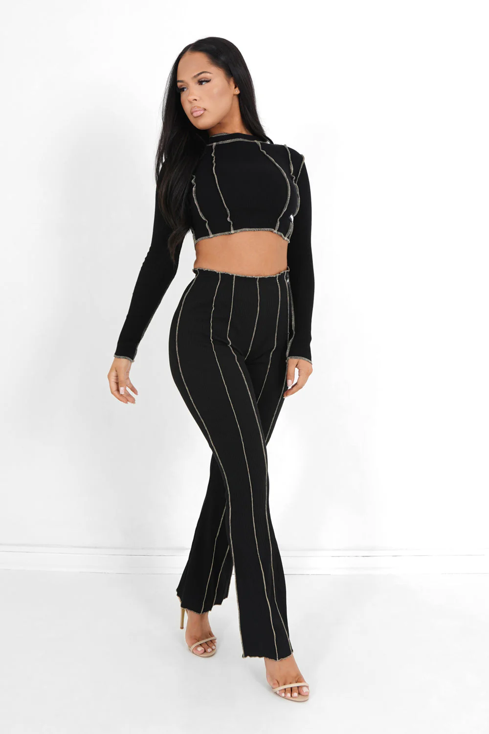 Top couture surfilée Noir - Image 2