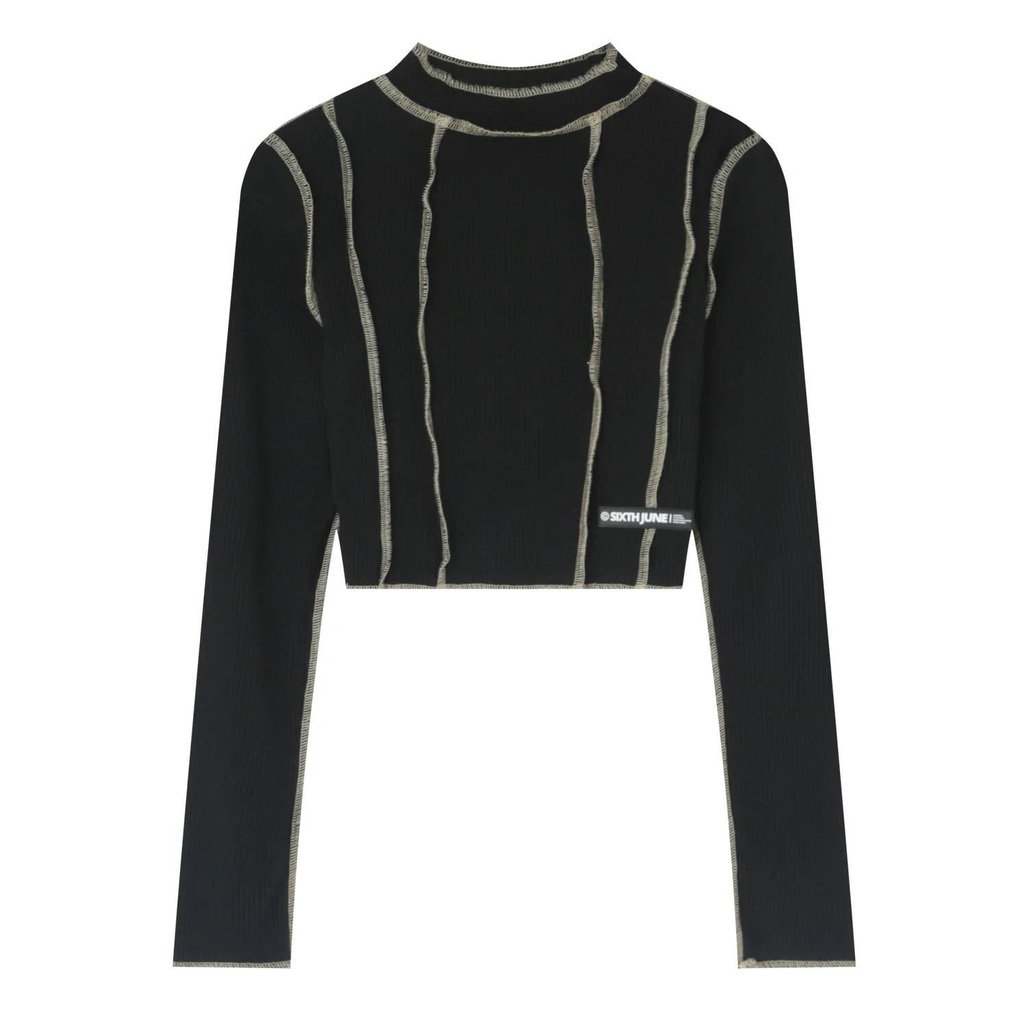 Top couture surfilée Noir - Image 6