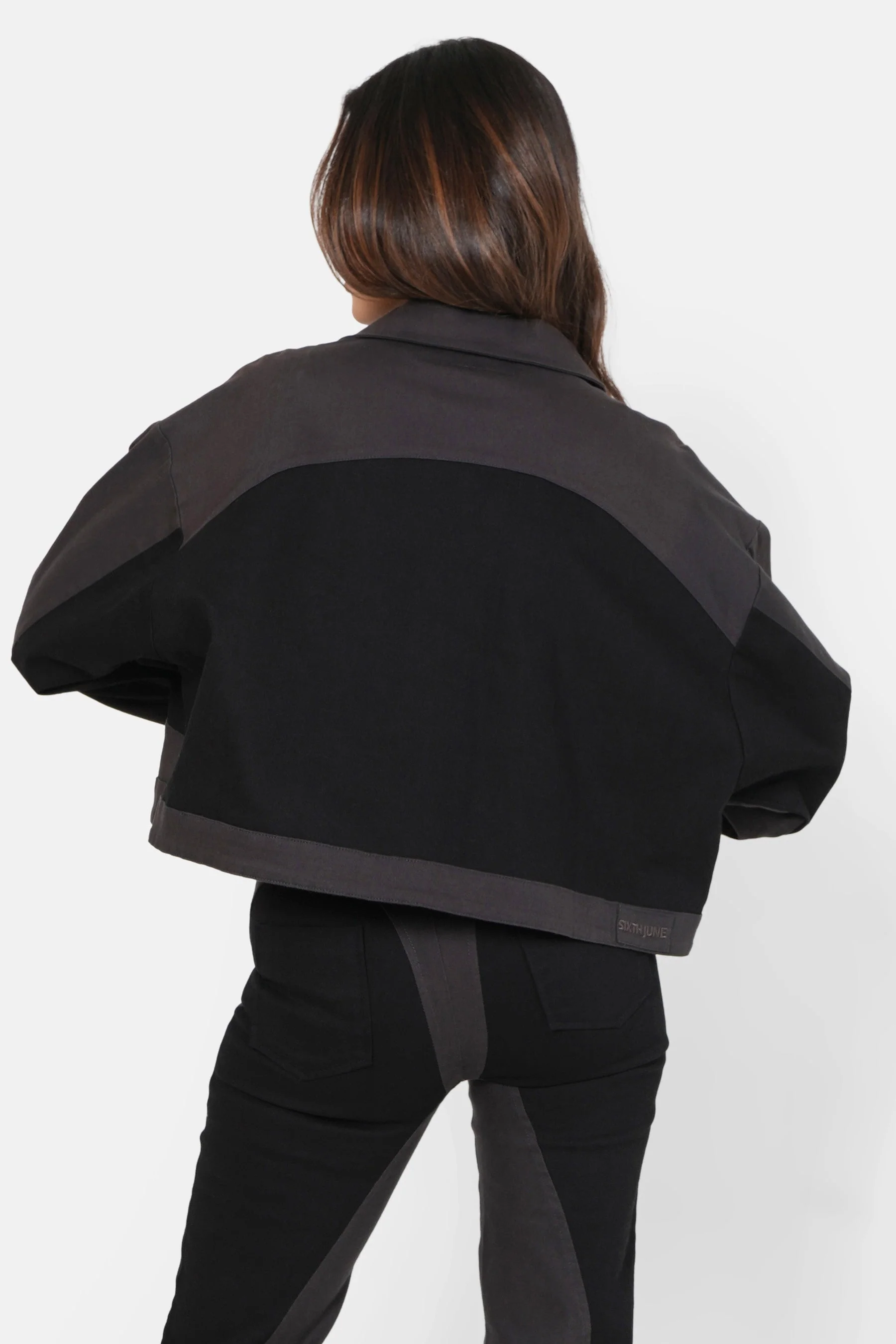 Veste bicolore courte Noir - Image 5