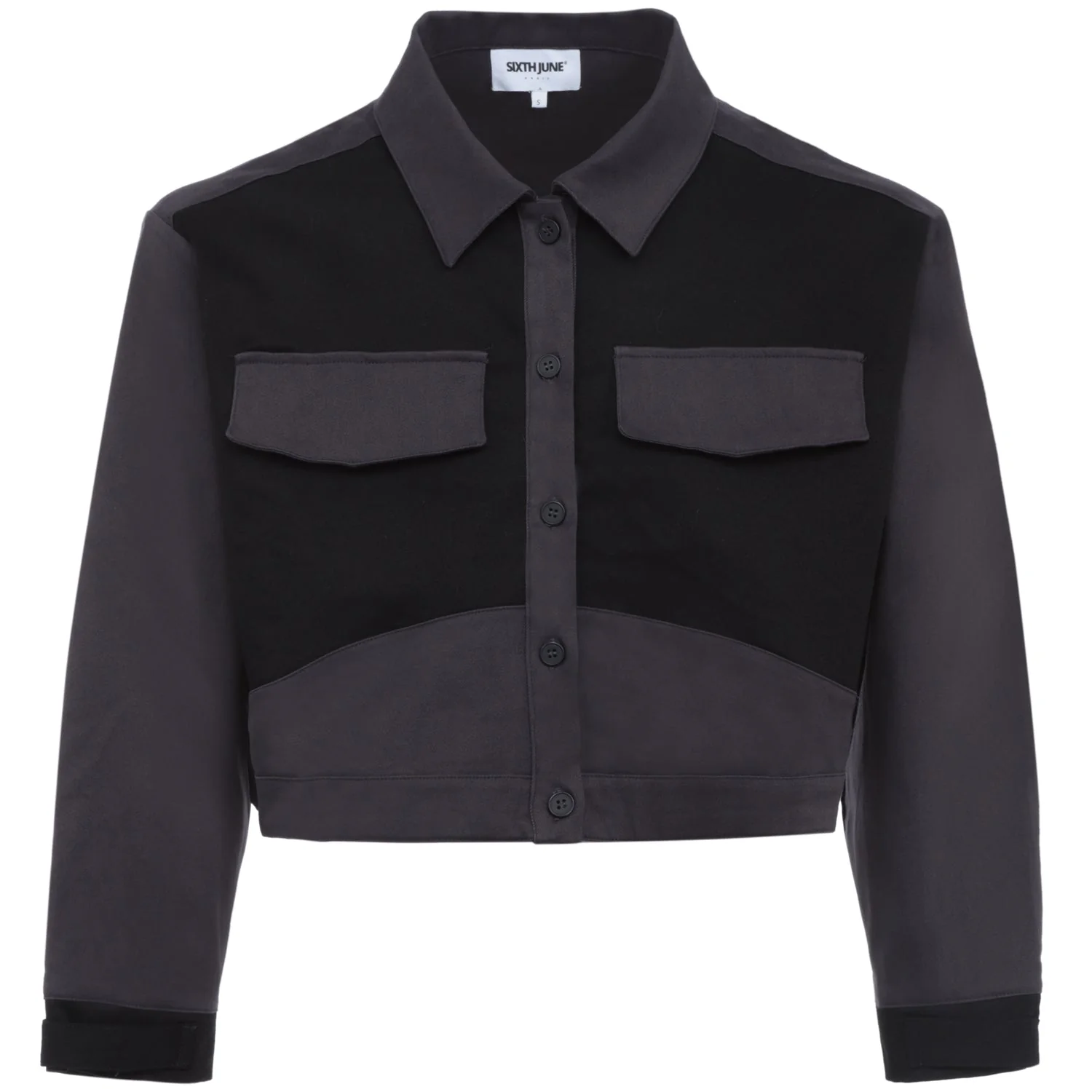 Veste bicolore courte Noir - Image 7