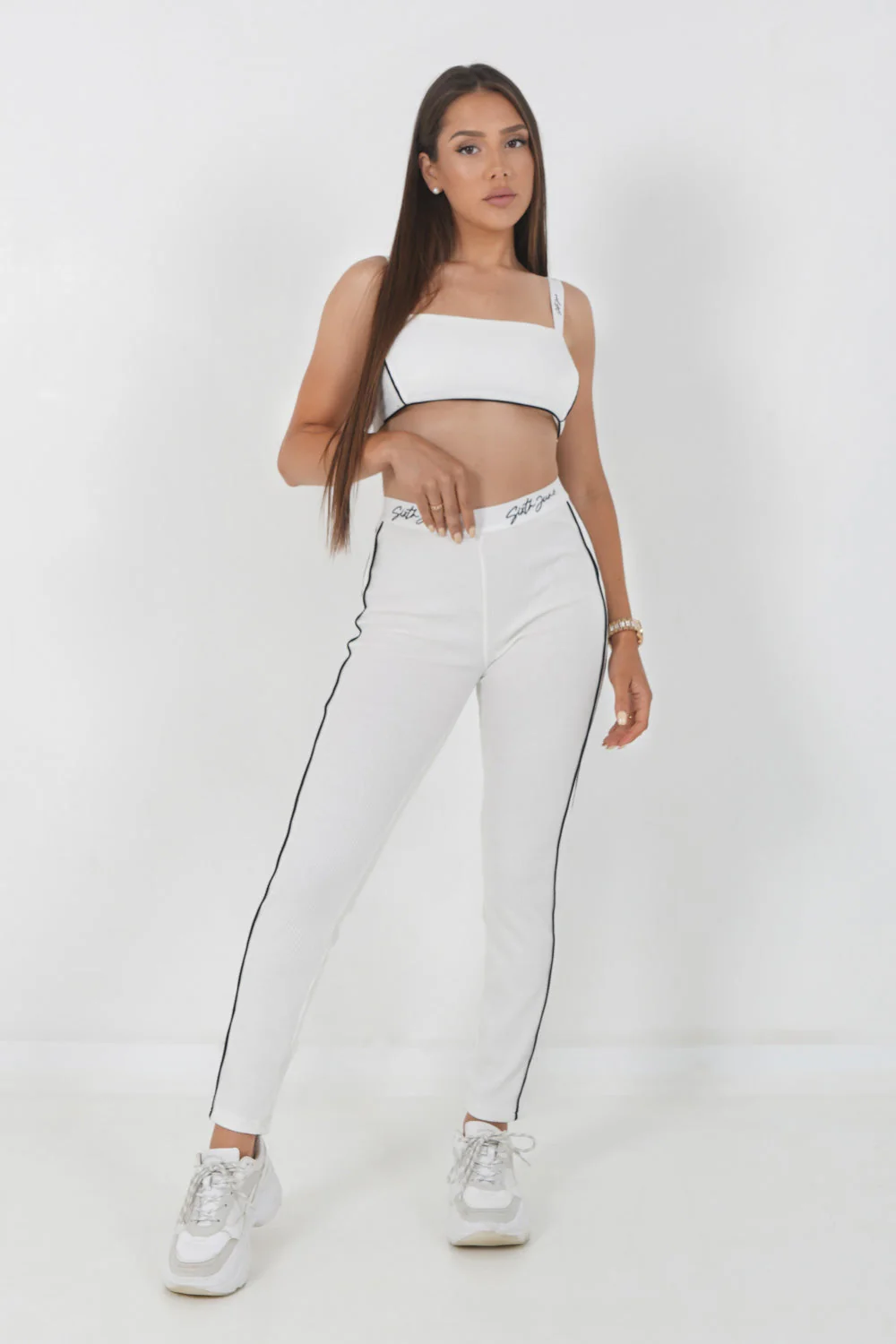 Brassière côtelée signature Blanc - Image 2