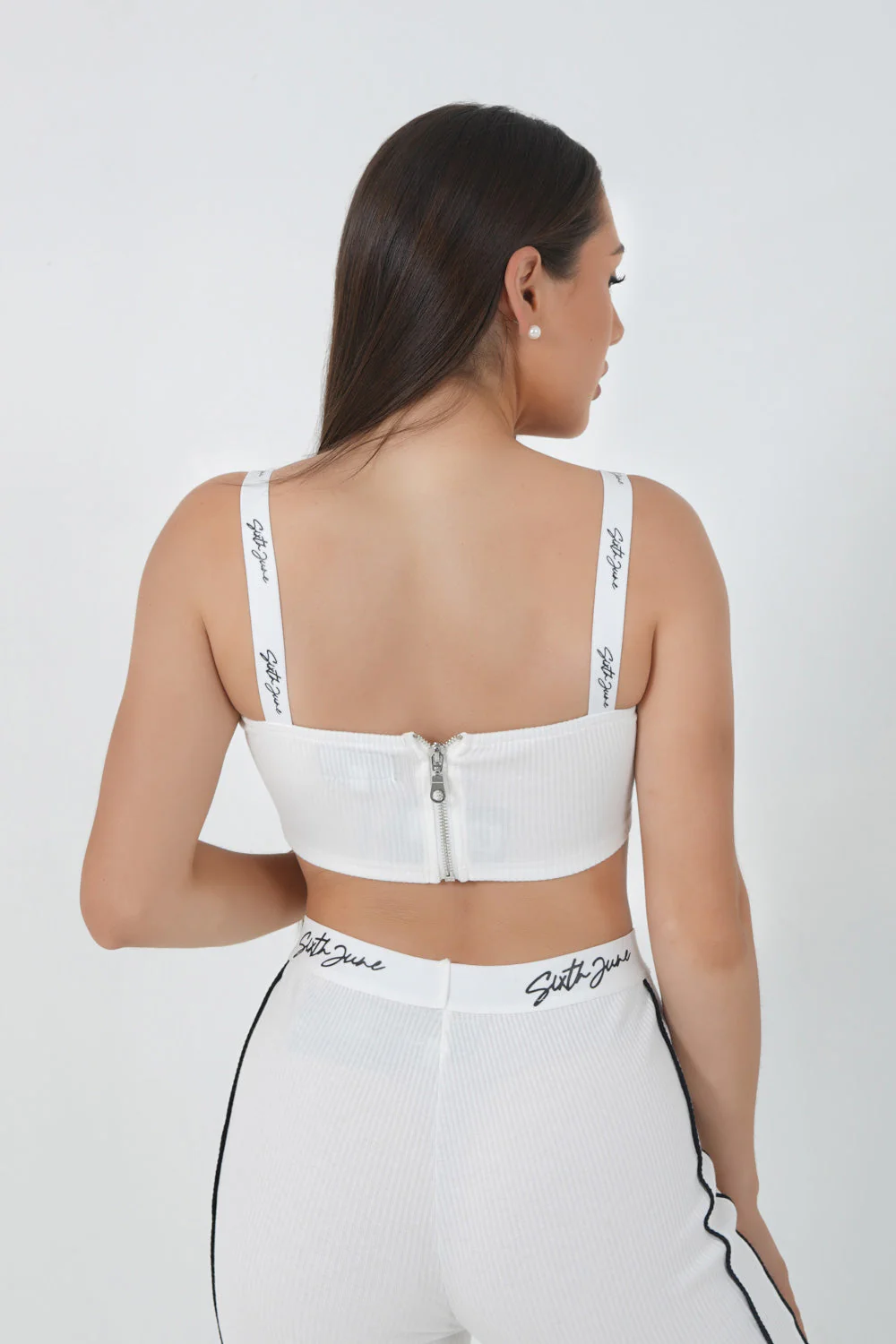 Brassière côtelée signature Blanc - Image 5