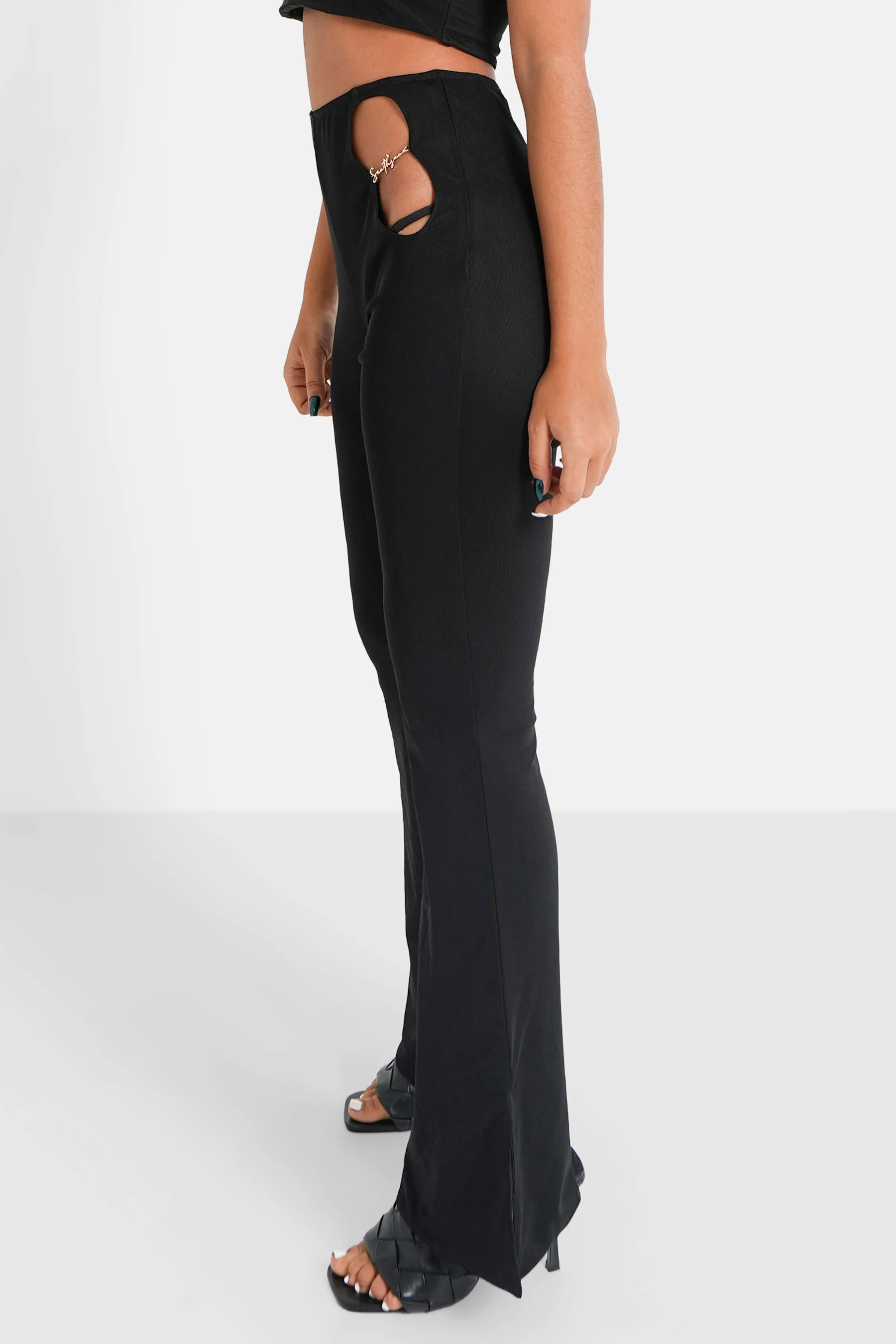 Pantalon flare bijoux Noir - Image 4